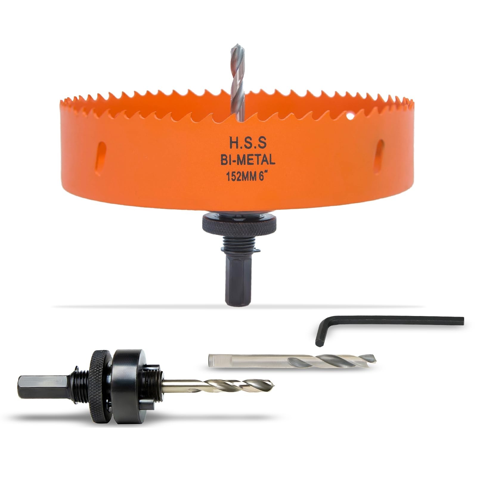 VIKITON 6 Inch Hole Saw with Arbor for Metal Wood and Plastic 6 in, Orange