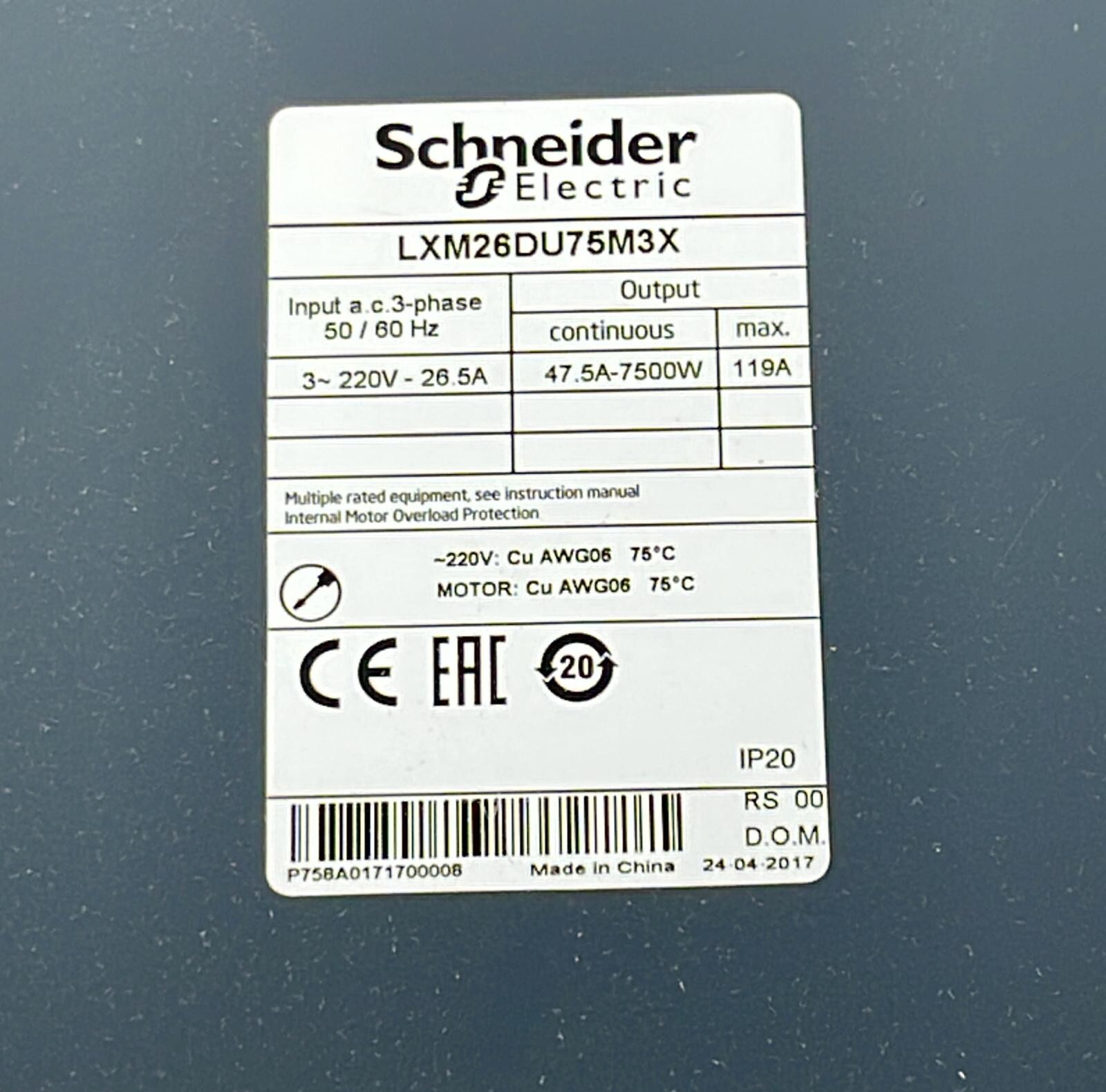 [NEW] SCHNEIDER Lexium 28 AC Servo Drive LXM26DU75M3X 230V 35A 5500W