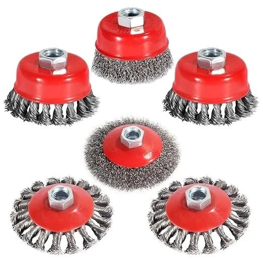 4 1/2″ Angle Grinder Wire Wheel Set – 6 Packs, 4&3 Inch Brush Cup, Heavy&Light D