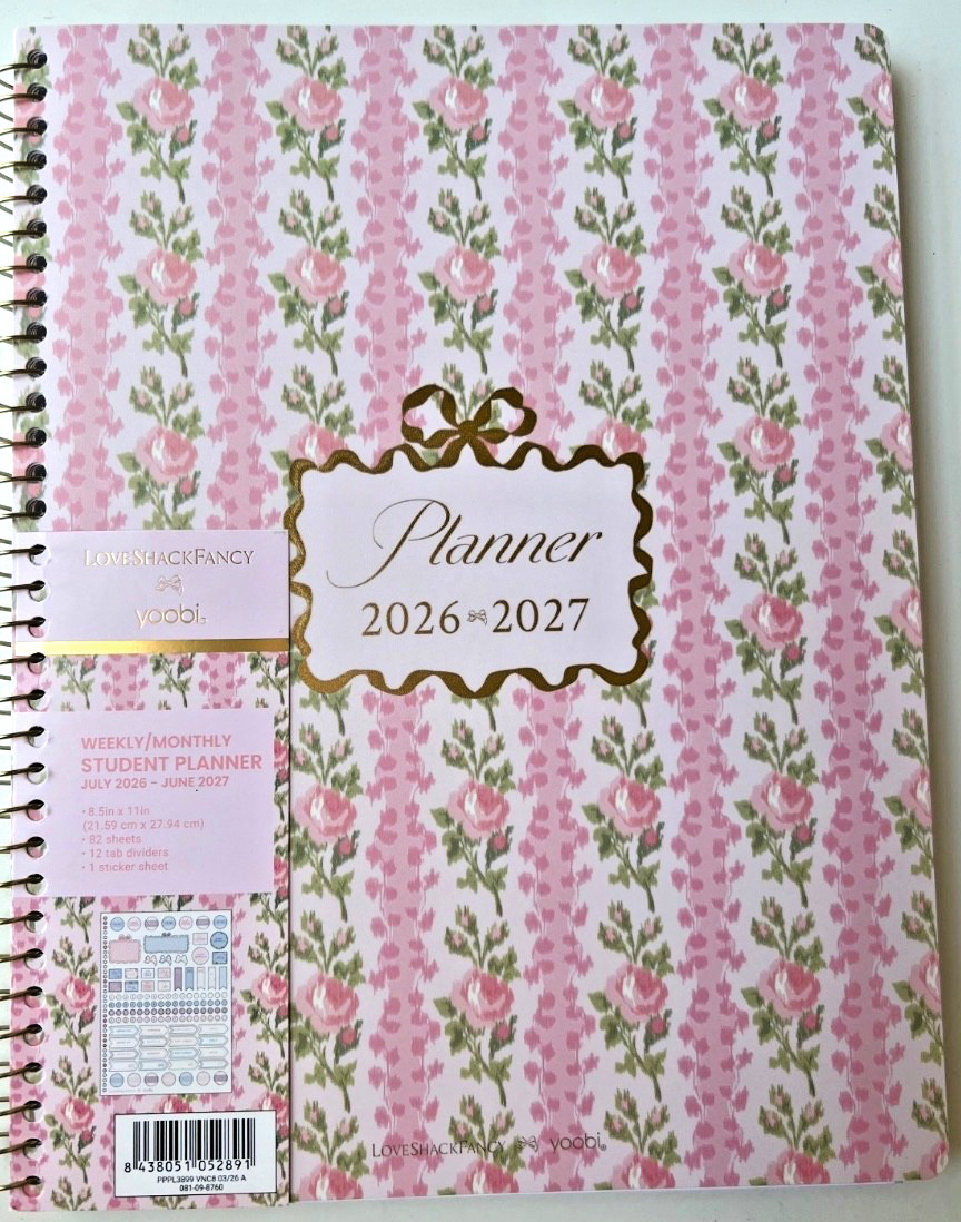 NEW LoveShackFancy x Target – Yoobi Monthly Weekly Planner – Strawberry Macaroon