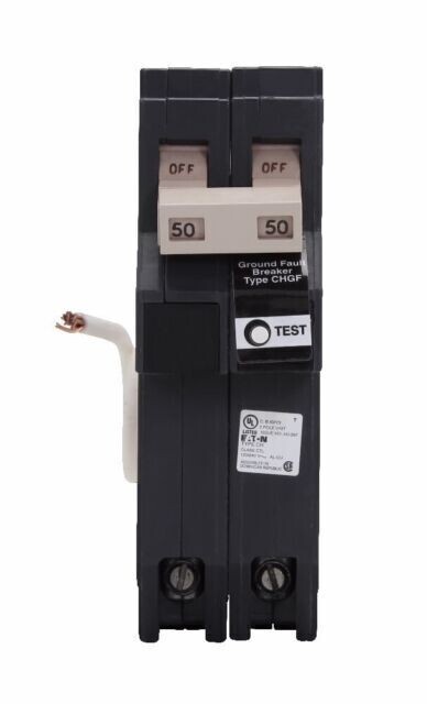 EATON CHN250GF 50AMP CIRCUIT BREAKER GFCI 2 POLE CUTLER HAMMER