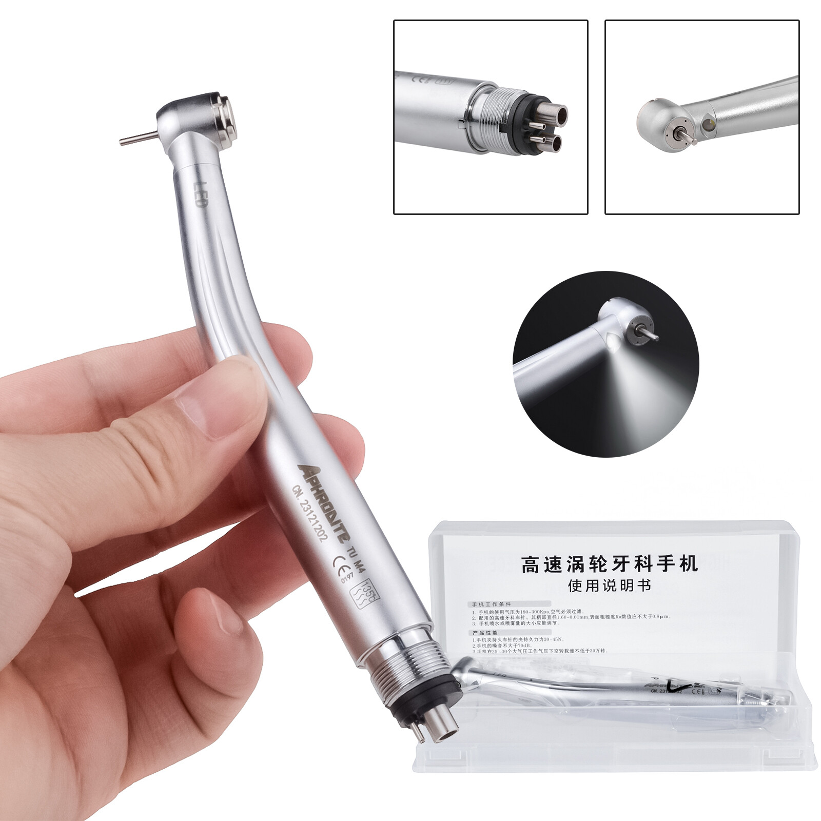NSK Type Dental LED High Speed Handpiece Internal Triple Spray Push Button 4H US
