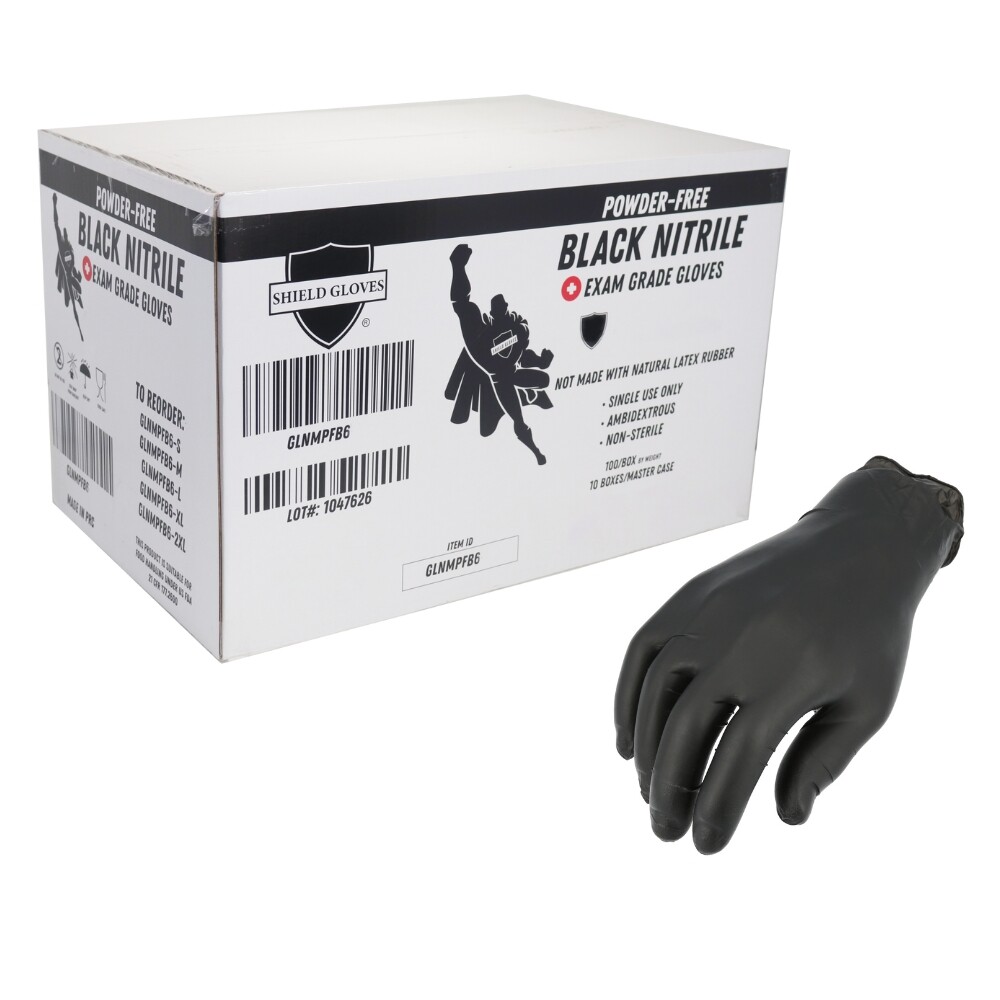 [1000 PCS] Black Nitrile Gloves, Powder-Free, 6 Mil (Latex Free) Size: XL