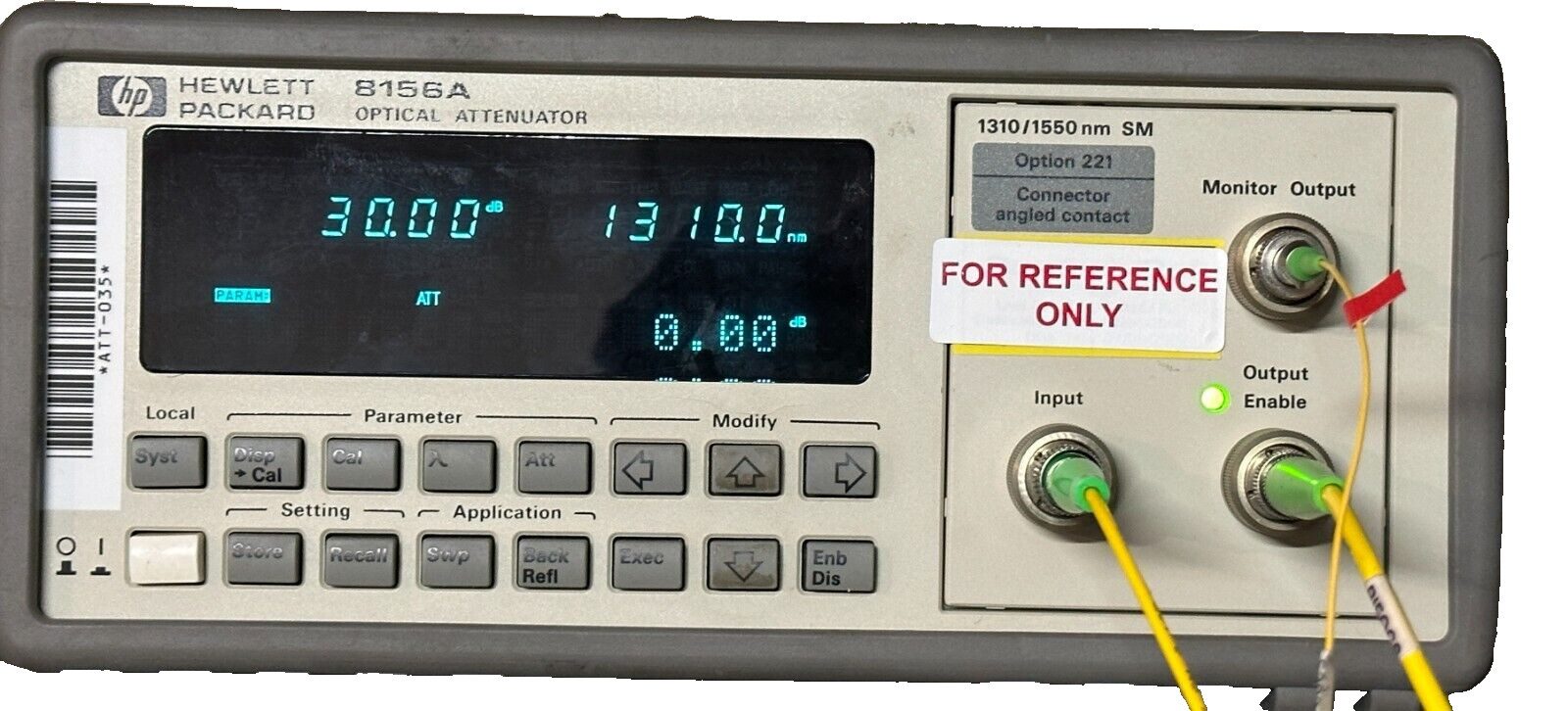 Tested HP 8156A with Option 221 1310/1550nm Optical Attenuator with (3) 81000FI