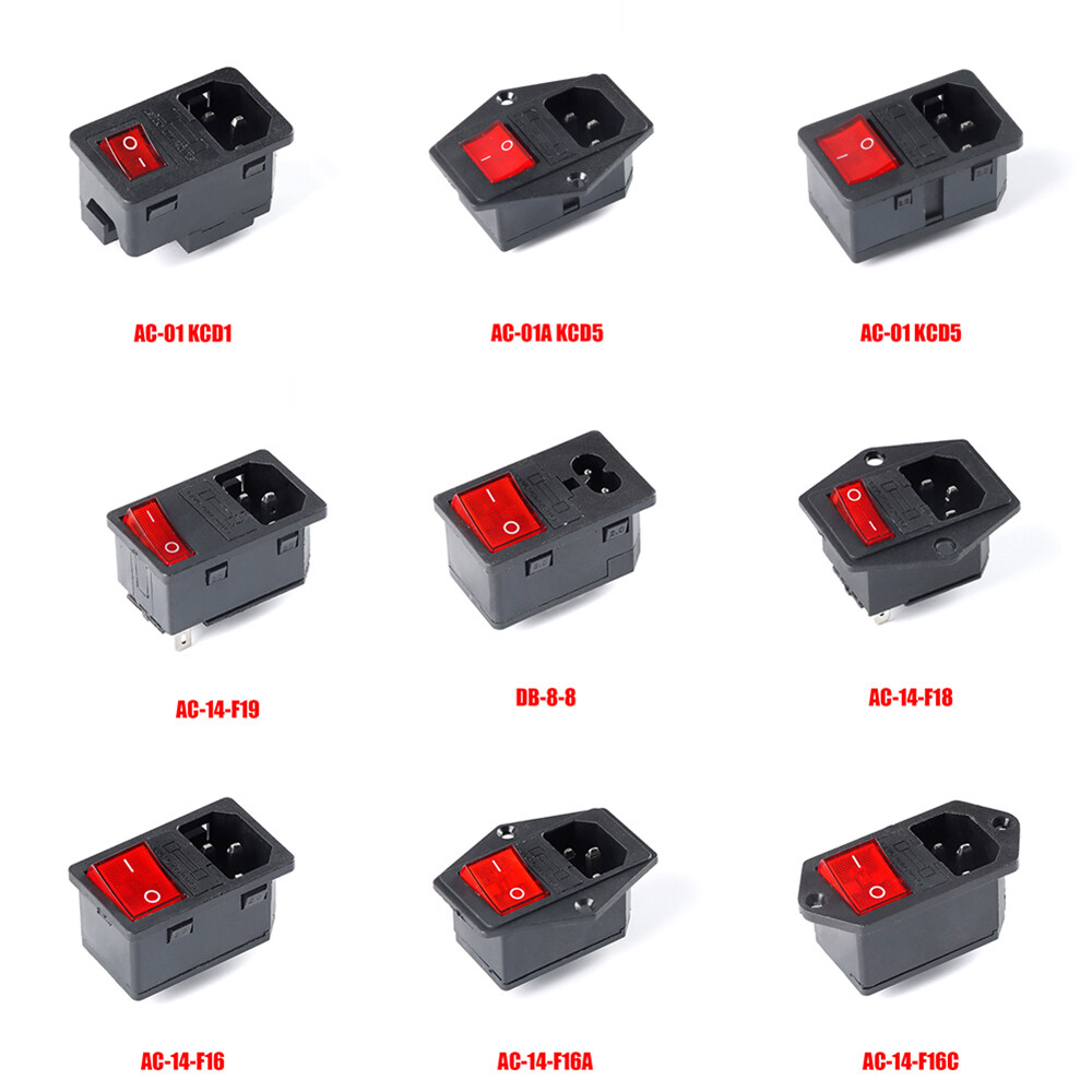 IEC 10A 250V Plug Power Connector AC C14 C01 3 Pin With Switch And Fuse Socket