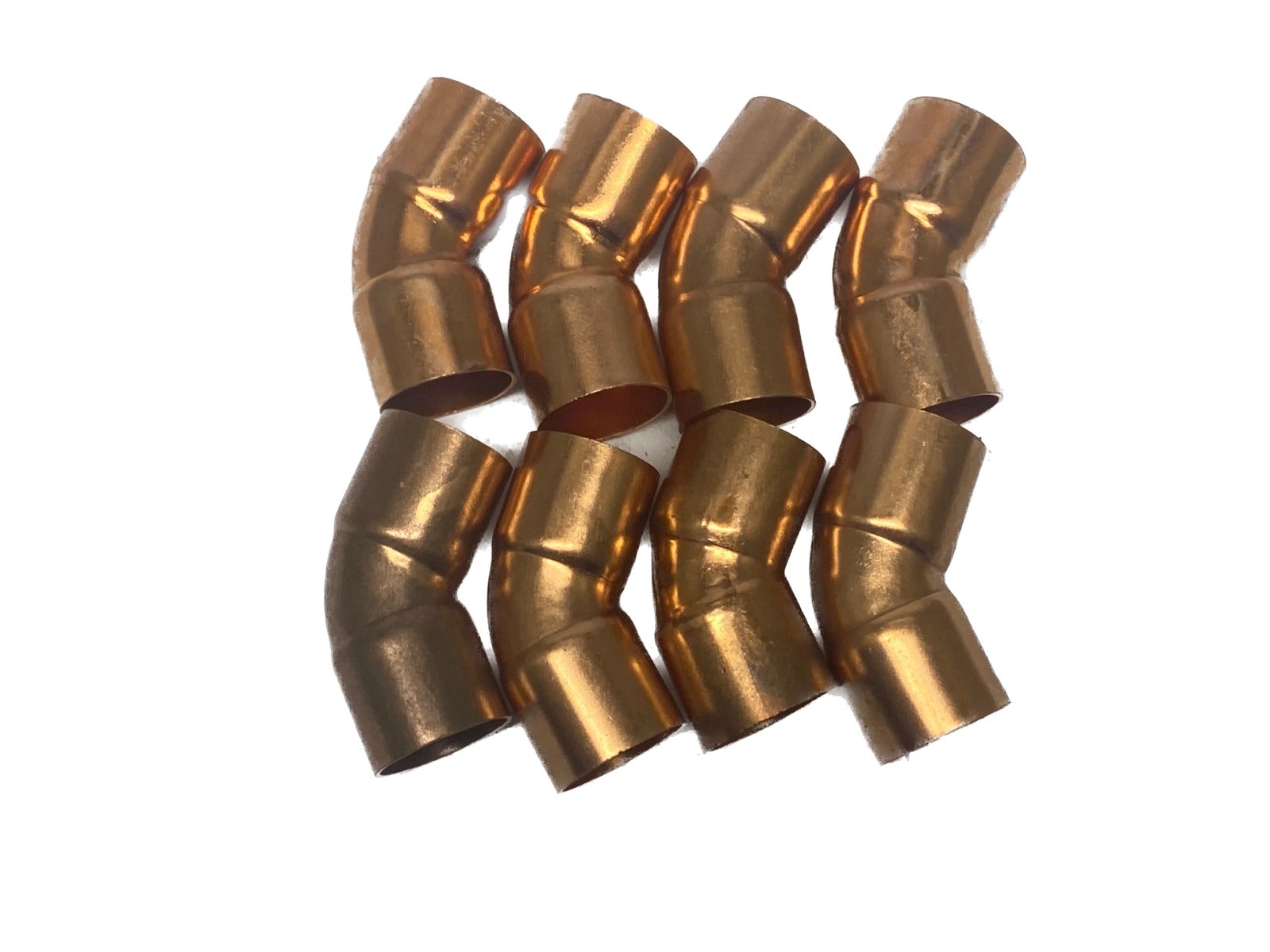 (8) NOS Unbranded 3/4” x 3/4” 45° Elbow Copper Pipe Solder Fittings