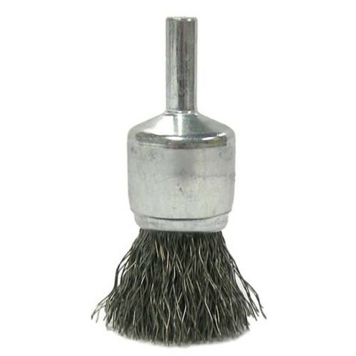 WEILER 10008 EBA-21, 3/4″ Steel Crimped Wire End Brush 1/4″ Shank .020″ Wire USA