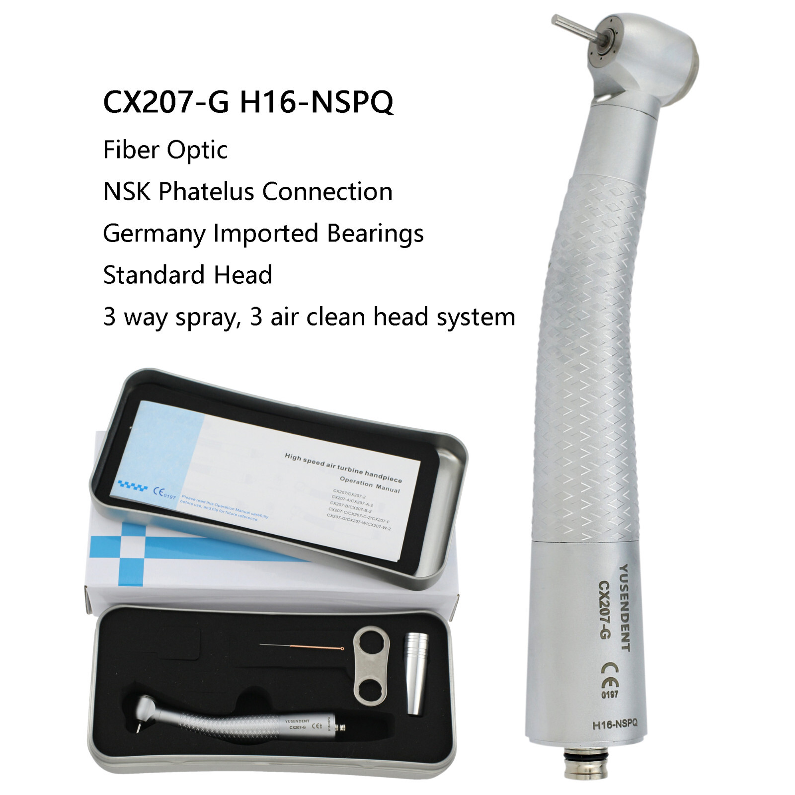 COXO Dental Turbine Fiber Optic High Speed Handpiece NSK Coupler 4 Hole 6 Pin