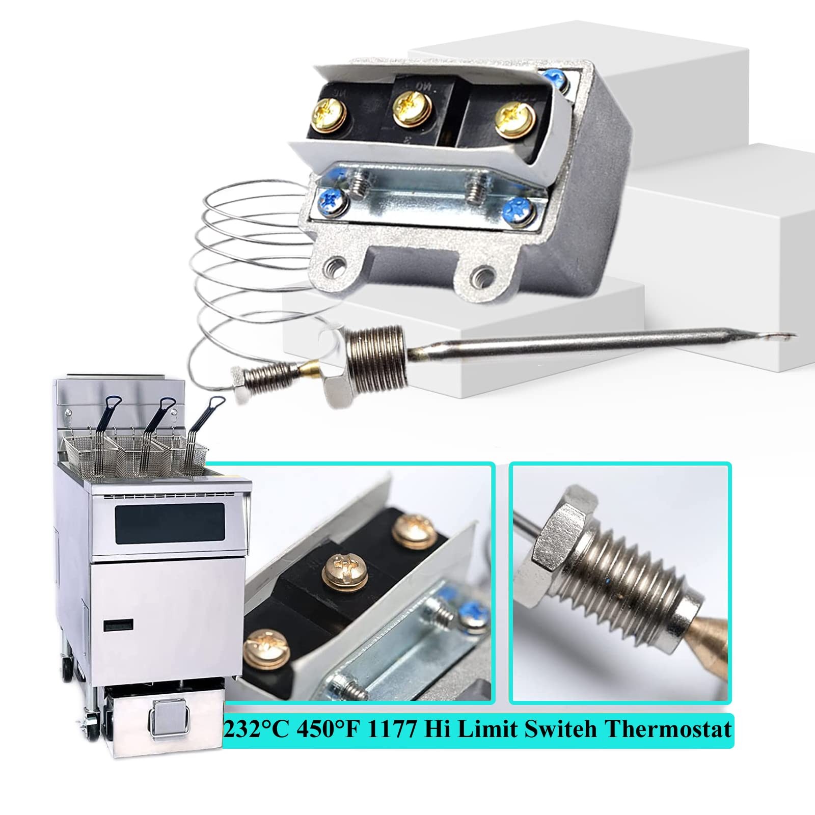 [Upgraded]1177 high limit thermostat fryer switch for Fryer 3/8″ Mpt Stuff Bo…