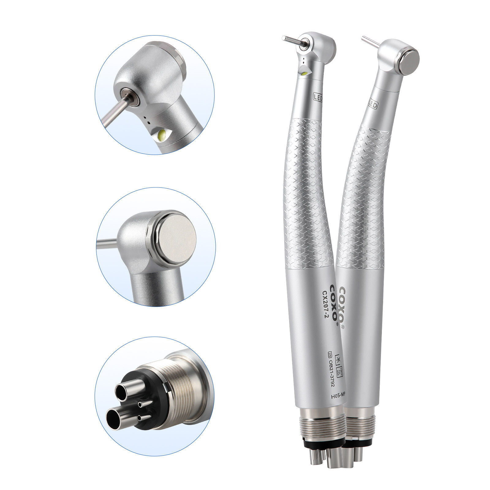 5pcs COXO Dental LED Handpiece 4Hole High Speed Air Turbine Generator Self Power