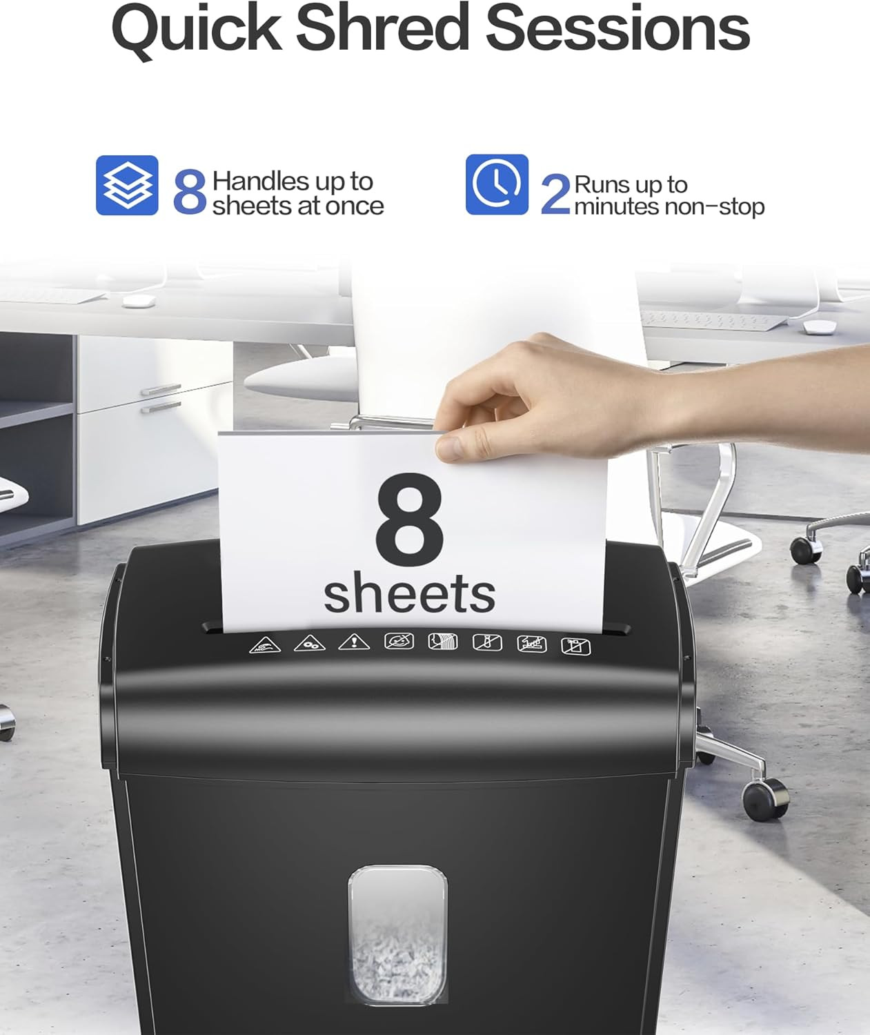 8-Sheet Micro Cut Shredder for Home Office, 4 Gallons Bin P-4 High Security Shre