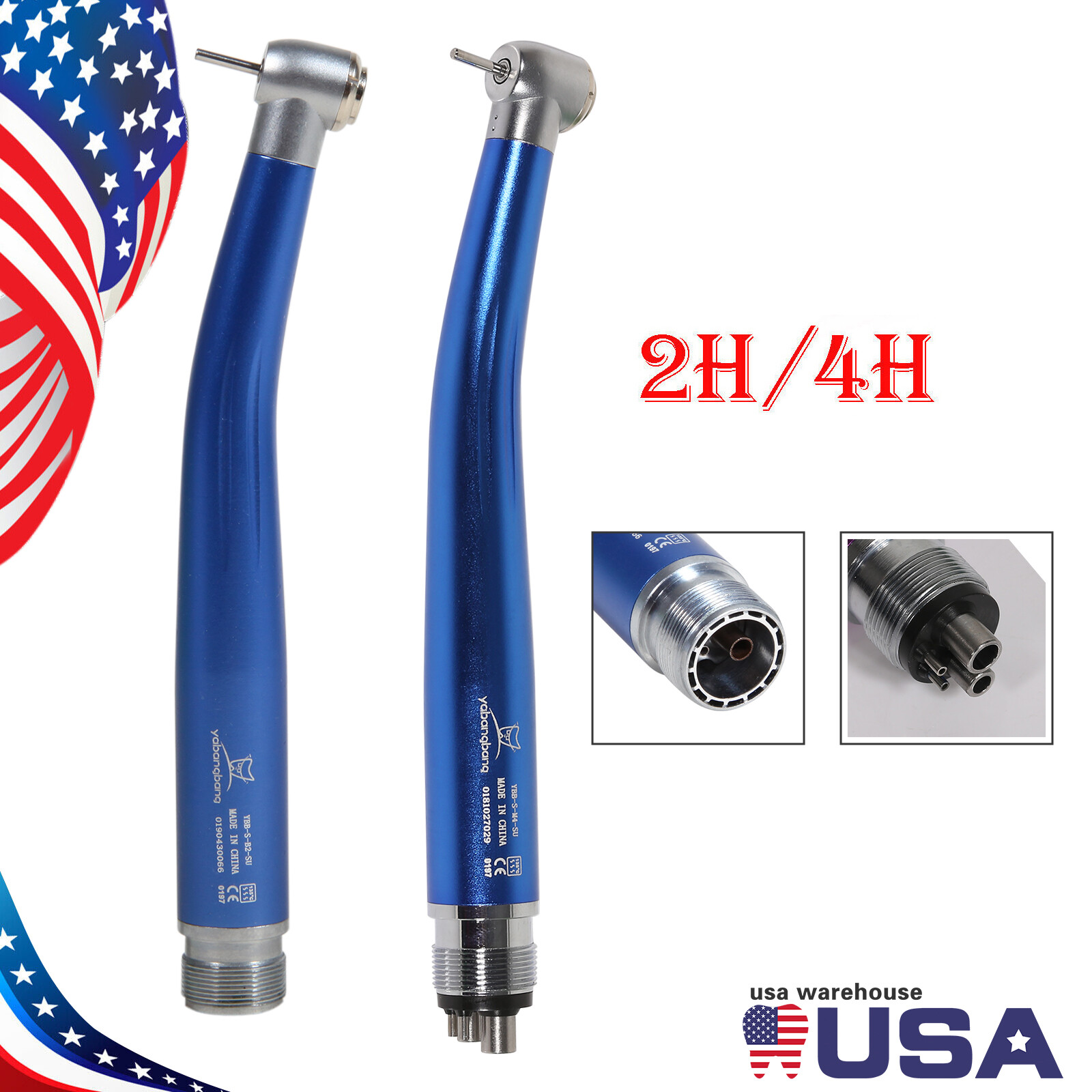 USA Push Button Dental High Speed Handpiece Single water spray Air Turbine 2/4H