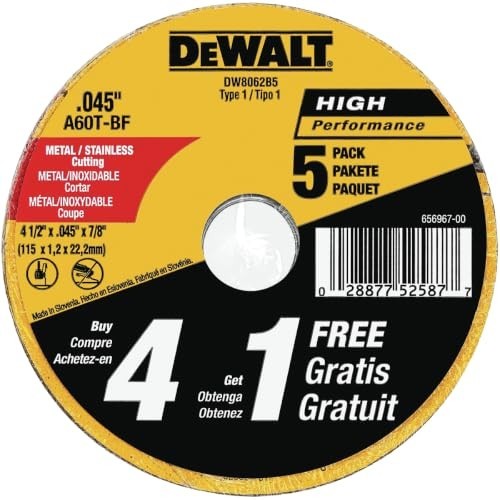 DEWALT 4-1/2 Inch Cut Off Wheel Aluminum Oxide Metal Cutting Disc Grinder