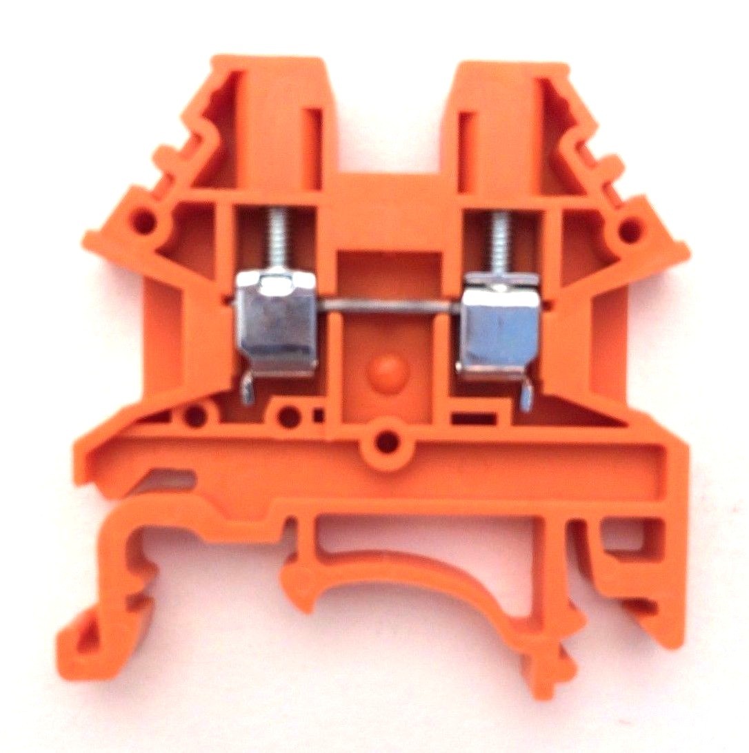 DIN Rail Terminal Blocks 100 Quantity DK2.5N-OR Orange Dinkle 12AWG 20A 600V