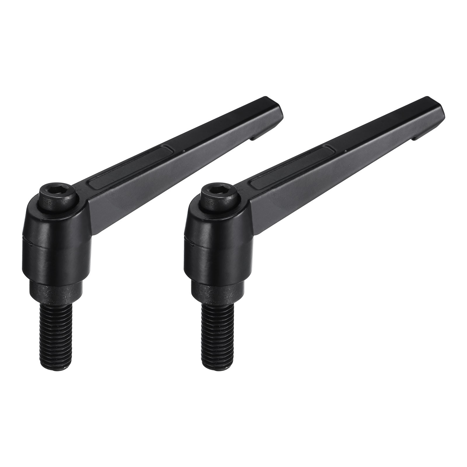 M12x32mm Metric Male Threaded Stud Adjustable Clamping Lever Handles Black 2Pcs