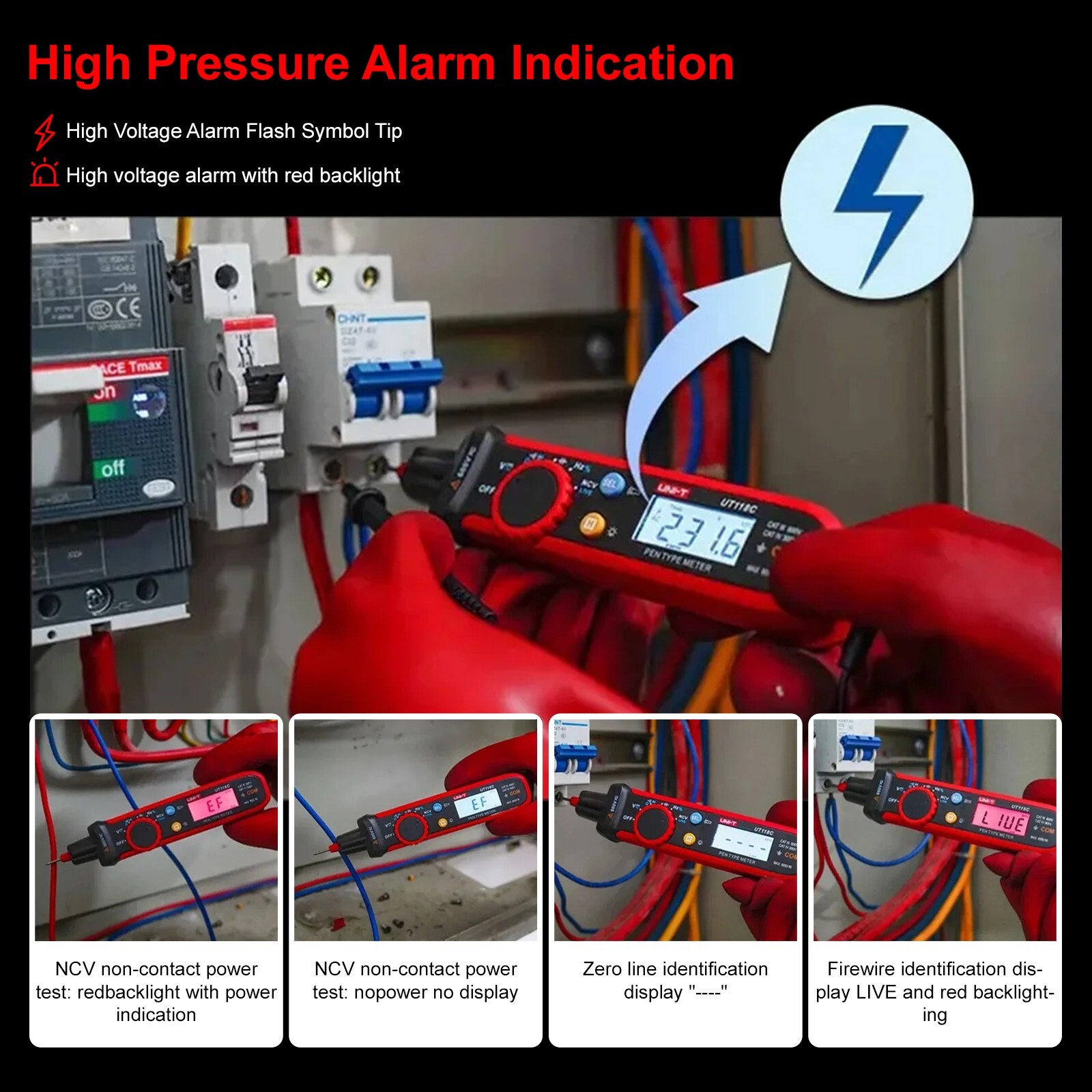 Digital Multimeter Pen Type UNI-T UT118C Volt Tester 6000Bits TRMS NCV Live Test