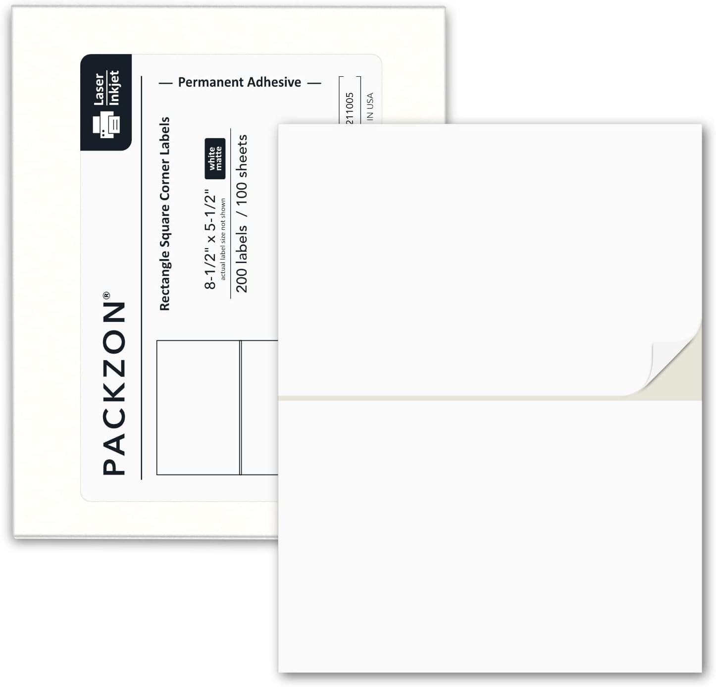 Shipping Labels with Self Adhesive, Square Corner, for Laser & Inkjet Printers,