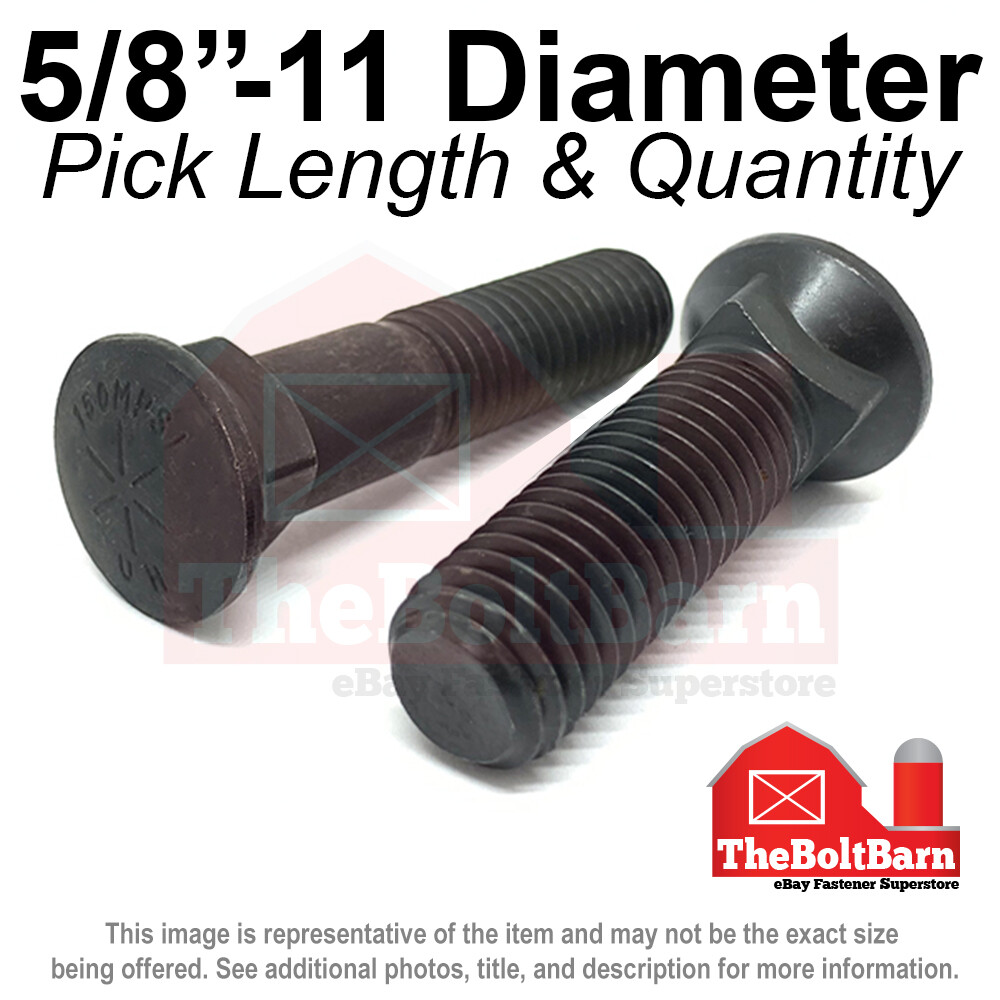 5/8″-11 #3 Dome Head Grade 8 Plow Bolts Plain & Oil COARSE (Pick Length & Qty)