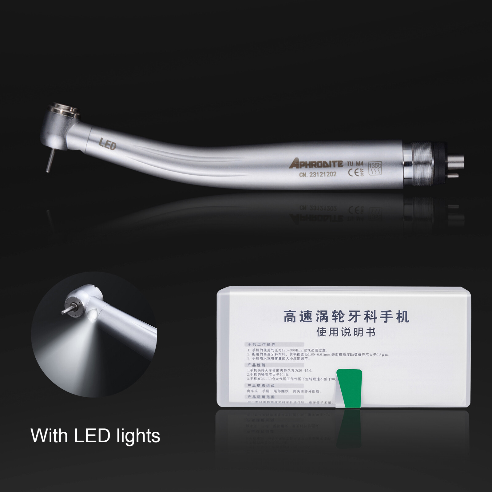 NSK Type Dental LED High Speed Handpiece Internal Triple Spray Push Button 4H US