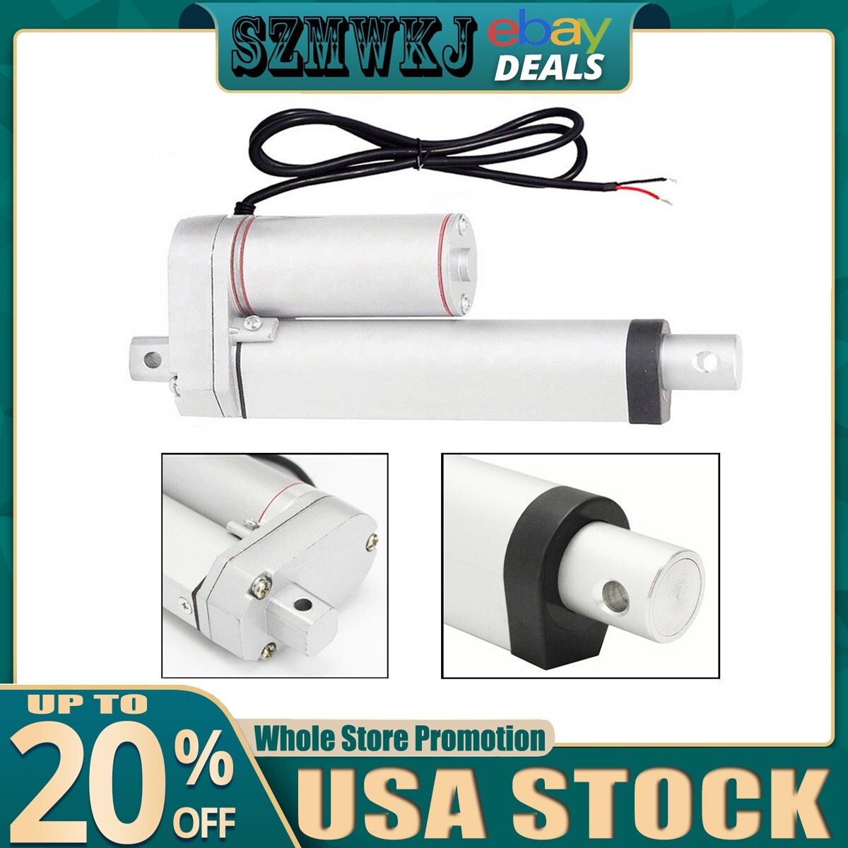 100mm 4″ Linear Actuator DC 12V Heavy Duty 4Inch Stroke 330 Pound Max Lift Motor
