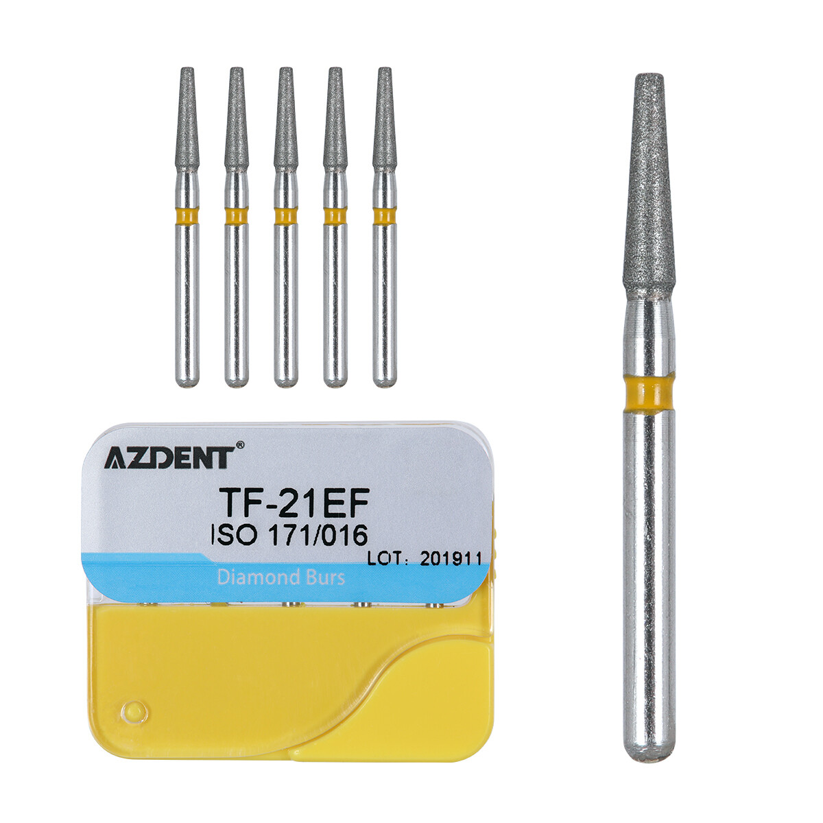 AZDENT 100Pcs Dental Diamond Burs for High Speed Handpiece Medium FG 1.6MM