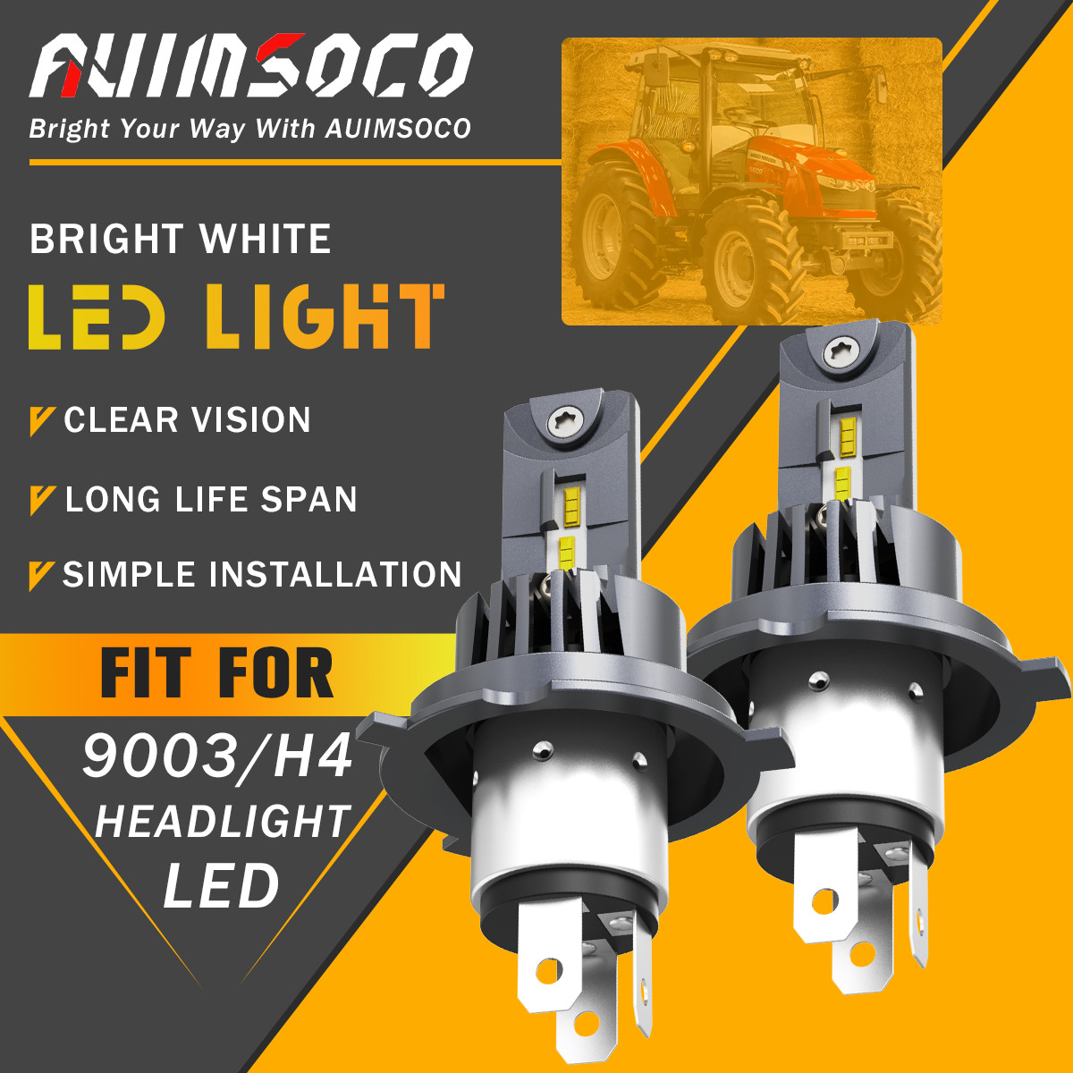 for Massey Ferguson MF 275 285S 290 LED Headlight Combo High/Low Beam Bulbs Kits