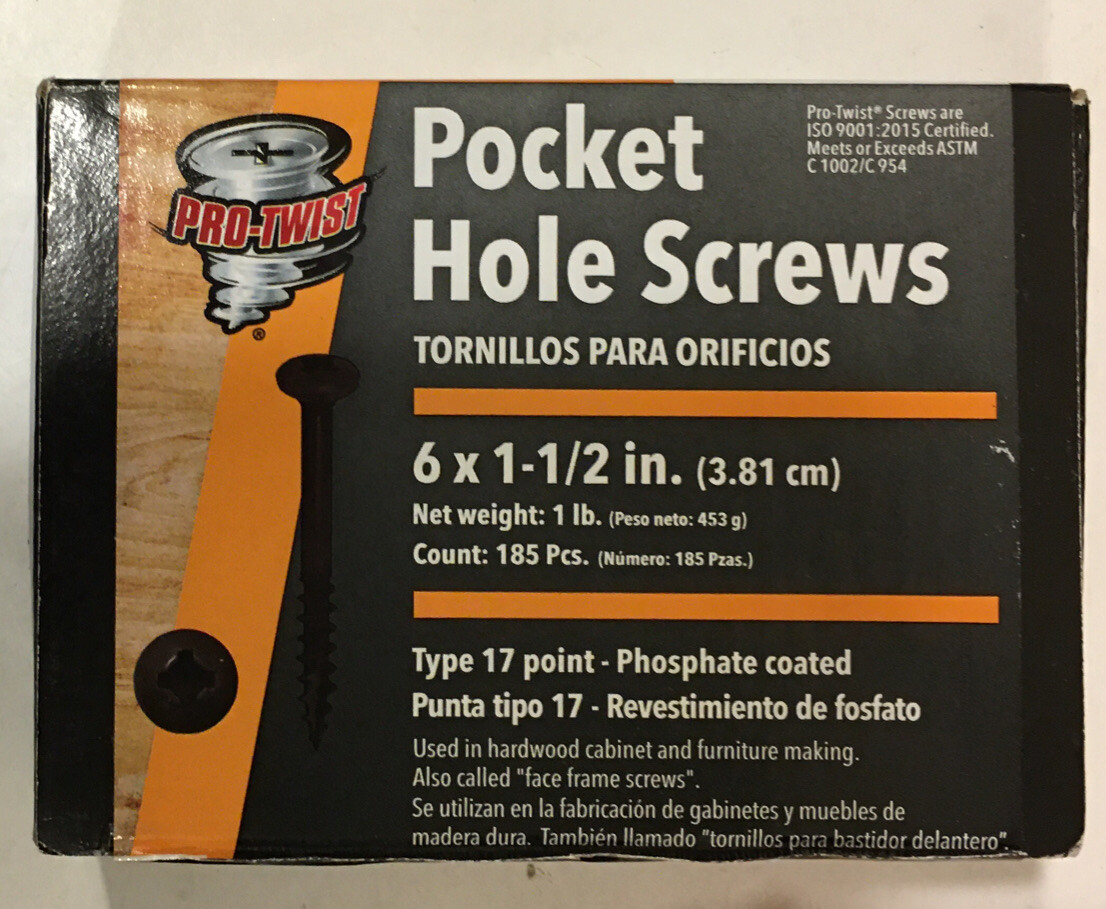 Pocket Hole Screws 1-1/2 Inches, Type 17 Point, Phosphate Coated, Free Bit Incl