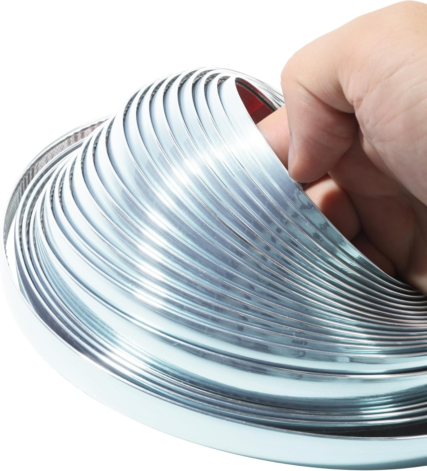 1/2-inch wide silver chrome trim strip, 25 feet long, scratch-resistant.