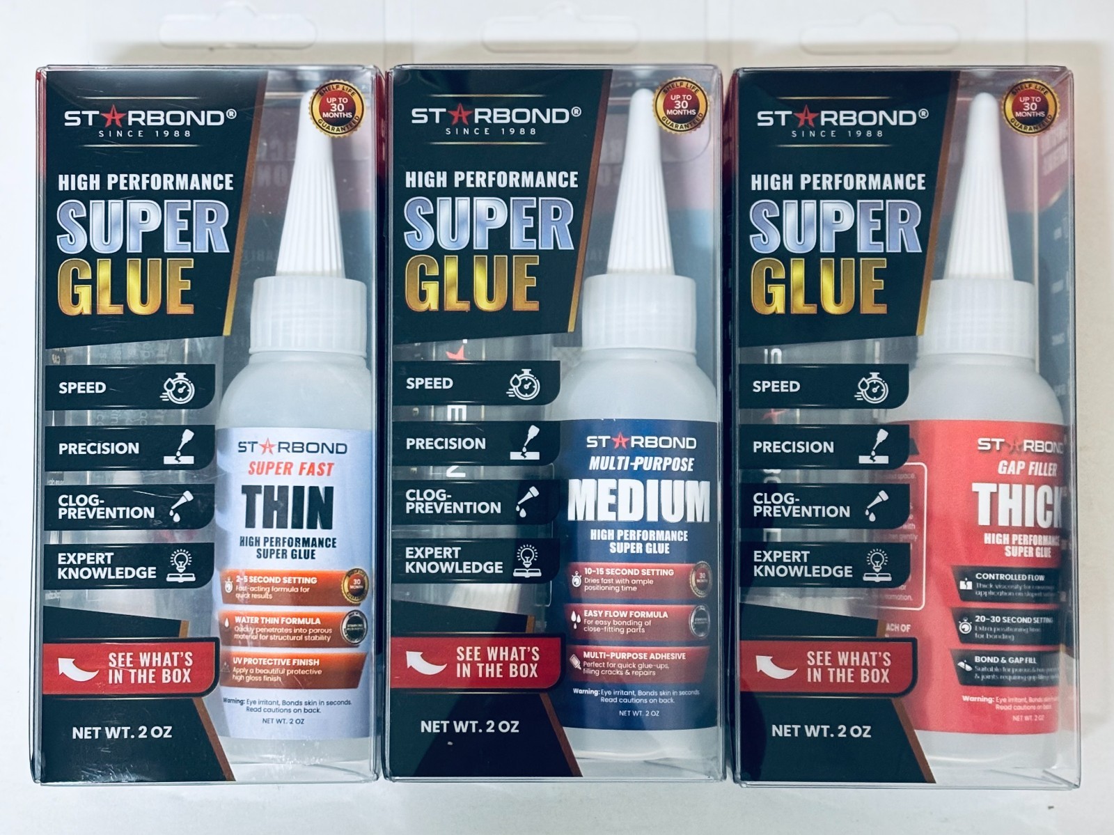 Starbond High Performance Super Glue Thin, Medium, Thick 2 oz