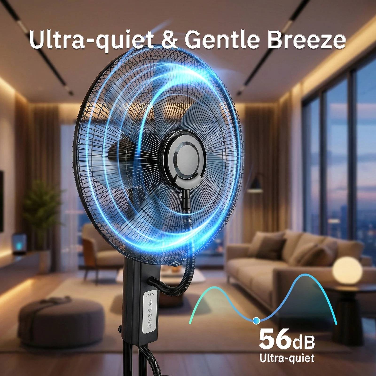 18″ Pedestal Misting Fan, Mister Cooling Fan w/5L Water Tank, 3 Speeds 3 Modes