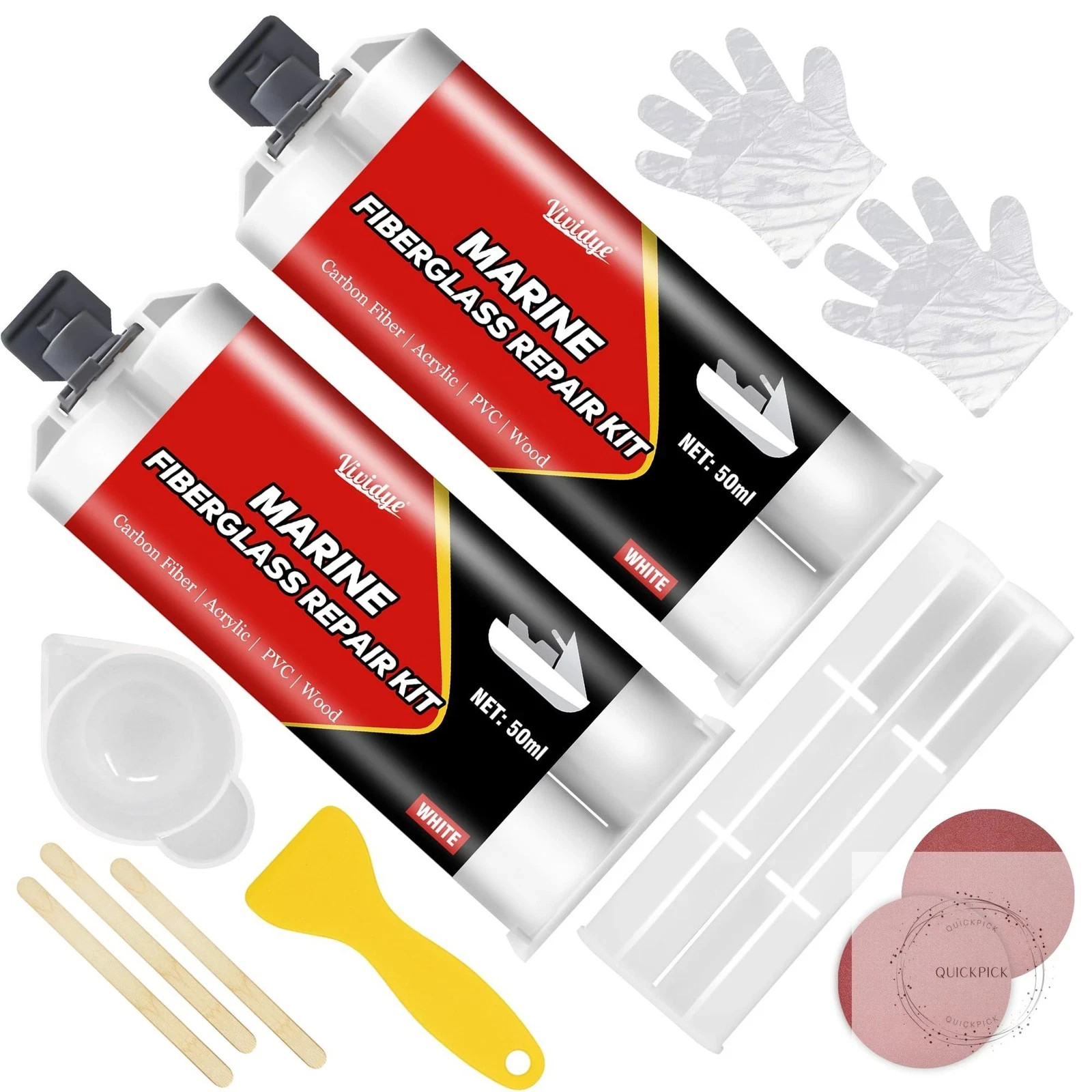 Marine Fiberglass Repair Kit 100ml White Gel Coat Repair Kit for Repairing Crack