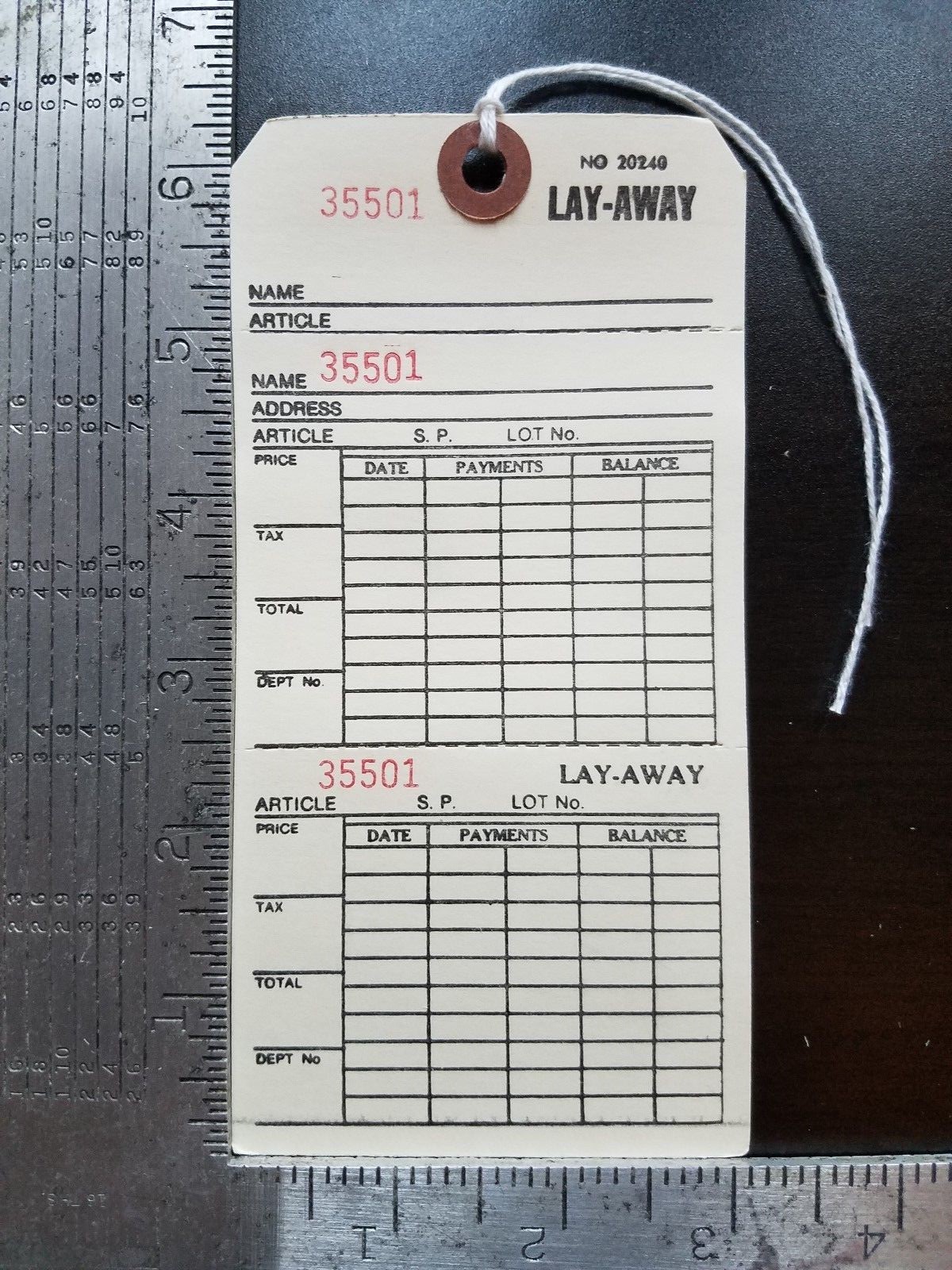 Numbered Manila 3 Part Layaway Tags 100 count 6-1/4″ x 3-1/8″ Reinforced String