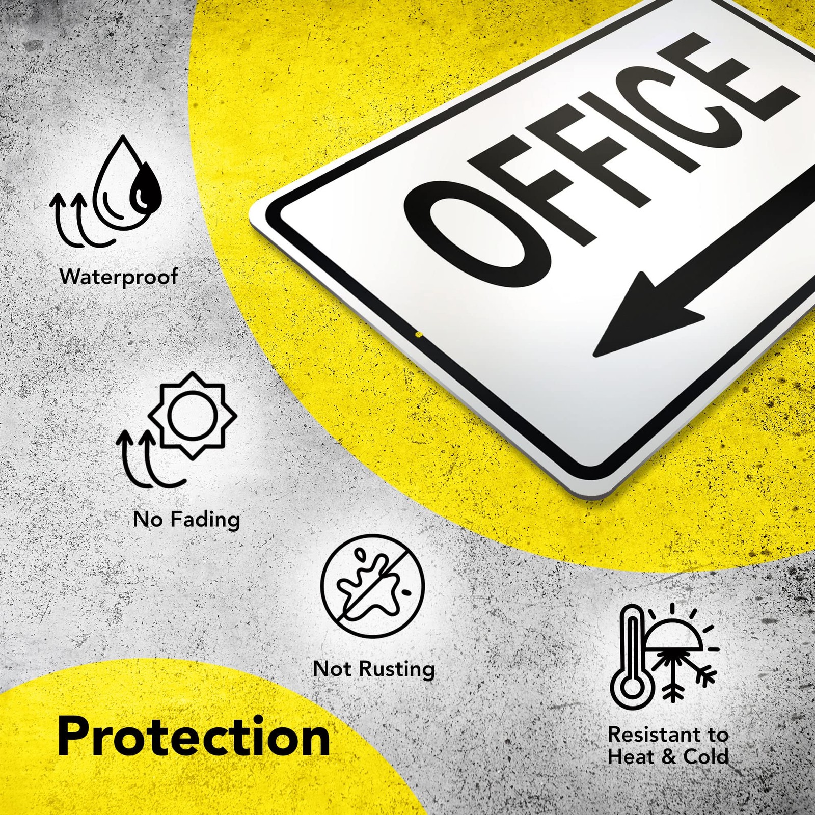 Office Sign with Left Arrow, 8×12 Reflective Aluminum Office Door Signs, UV P…