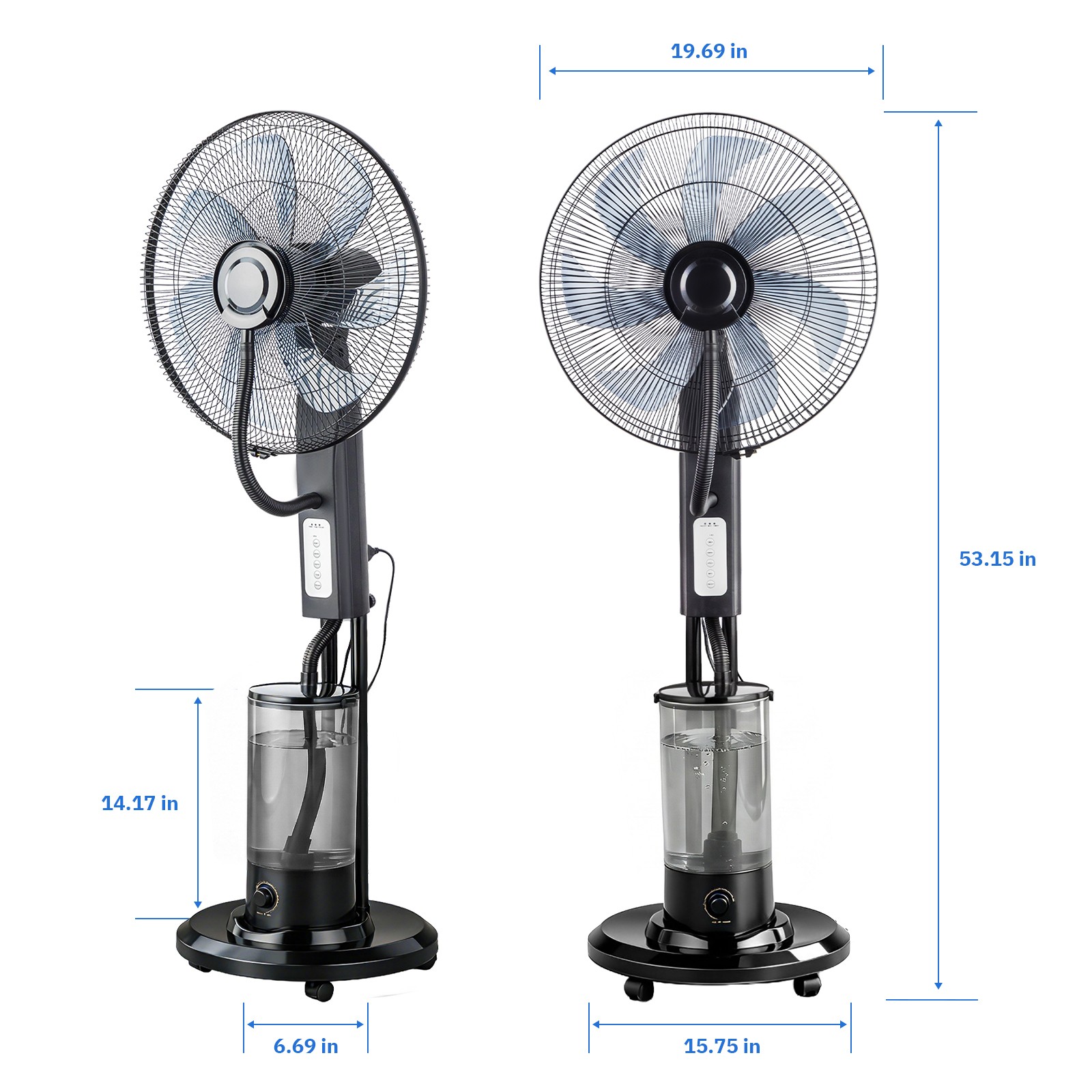 18″ Pedestal Misting Fan, Mister Cooling Fan w/5L Water Tank, 3 Speeds 3 Modes