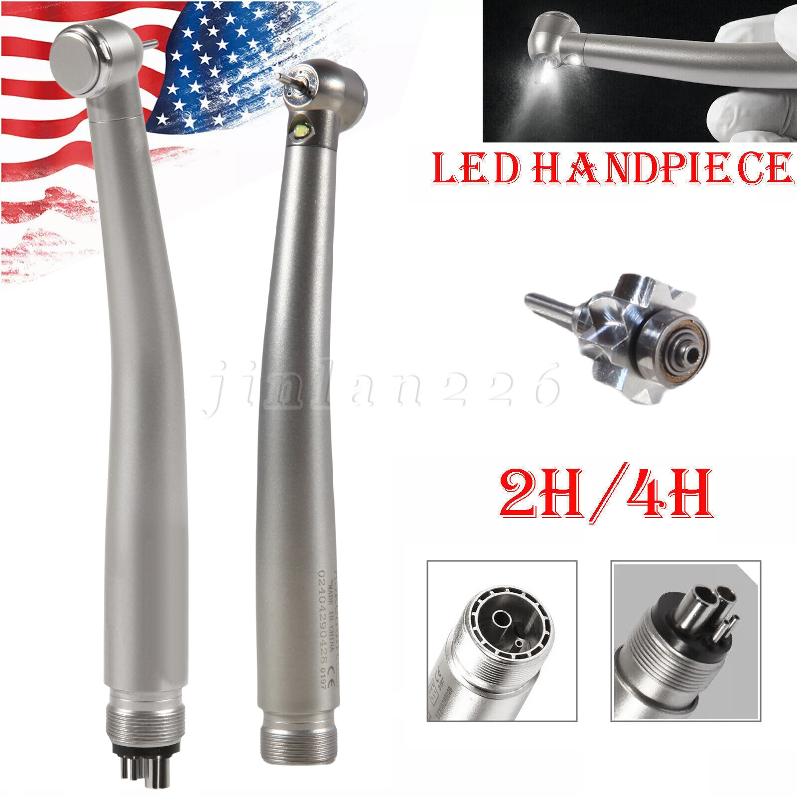 ASkea Dental Handpiece LED Self-power High Speed Handpiece Air Turbine 2/4 Hole