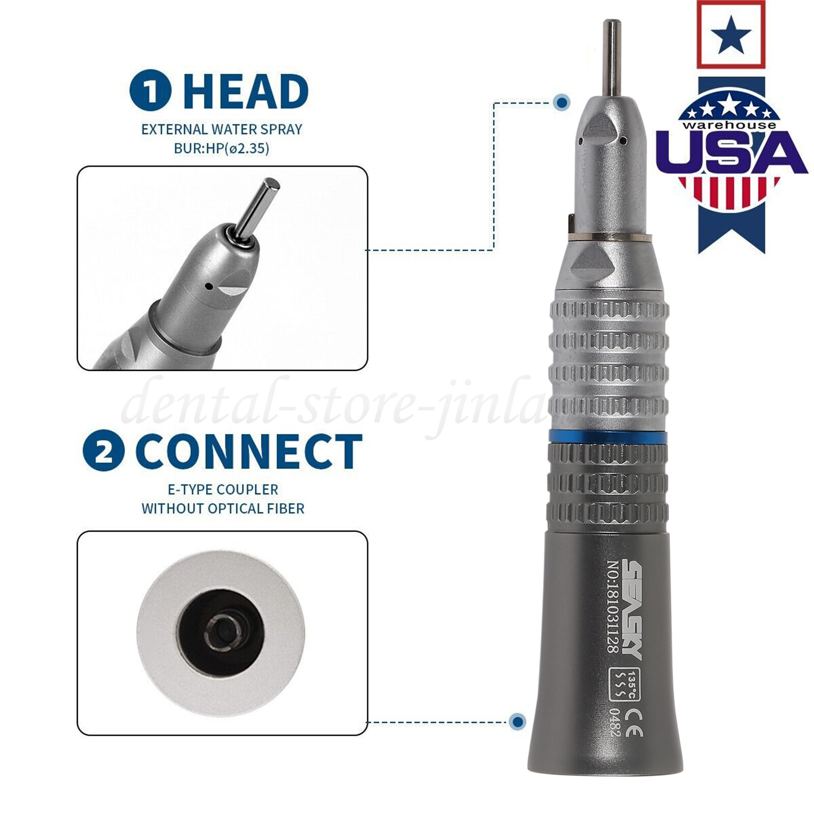 USA Low Speed Contra Angle Handpiece Straight Air Motor 2/4H MX Dental