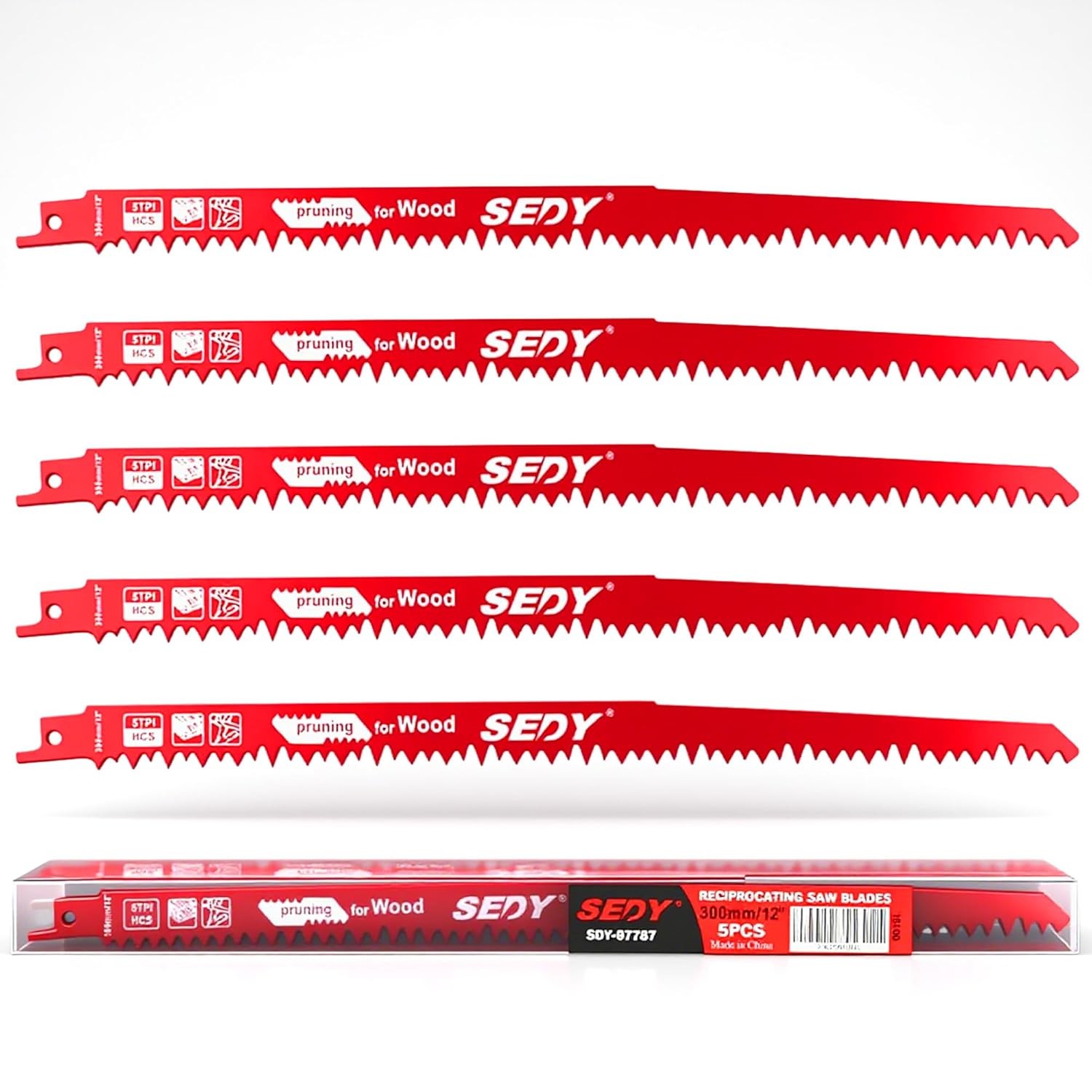 12-Inch Wood Pruning Reciprocating Saw Blades, 5TPI Saw Blades for Tree Trimming