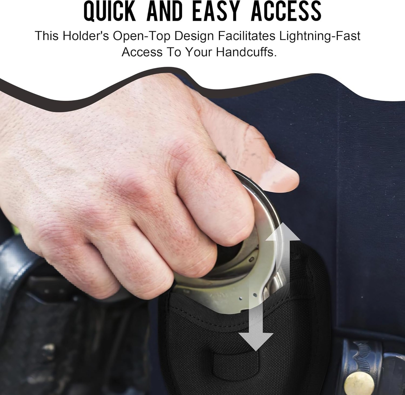 Open Top Handcuff Holder, Handcuff Case, Secure Belt Attachment, Fits Standard