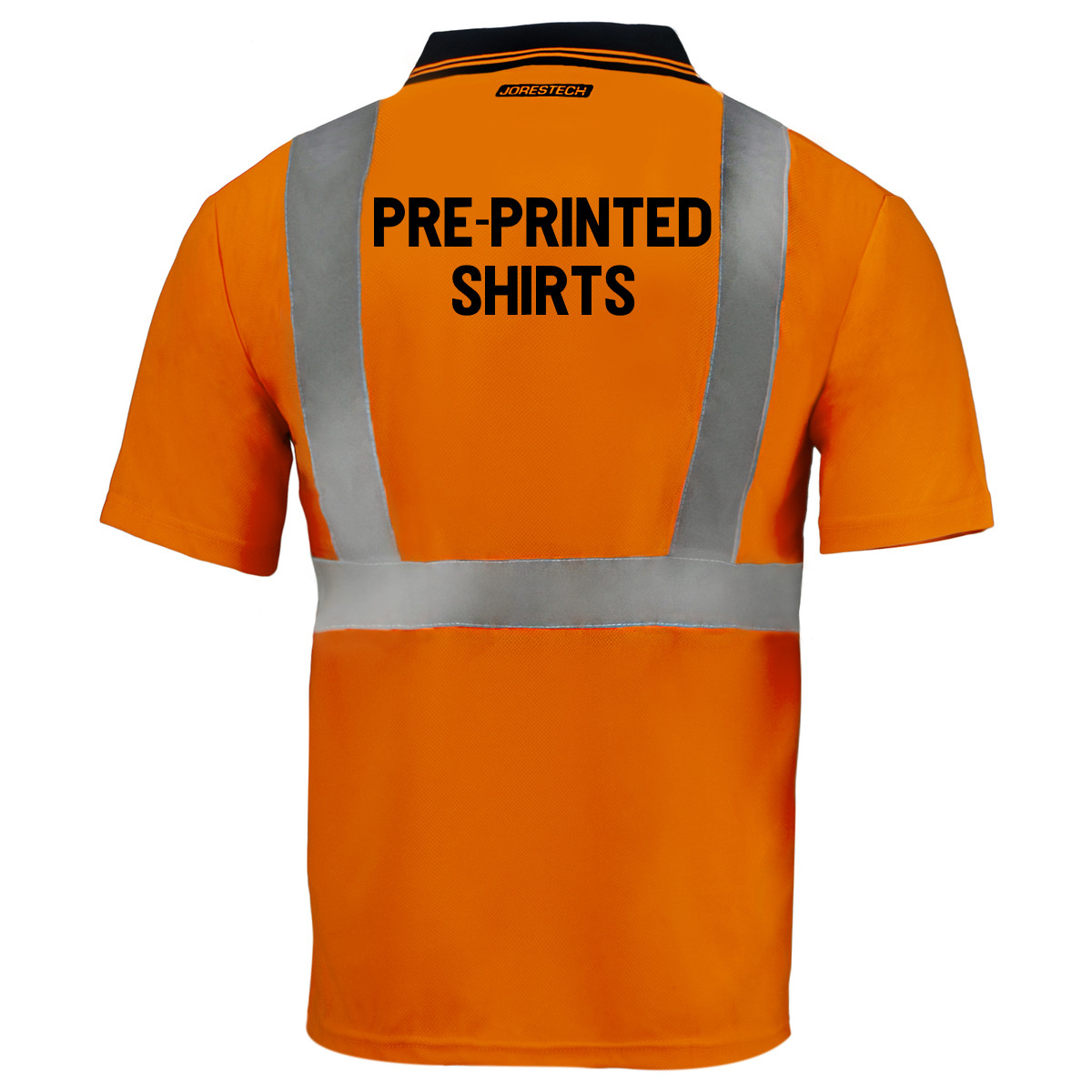 Printed Hi-Vis Orange Safety Workwear Short Sleeve Polo Shirt Reflective Tape