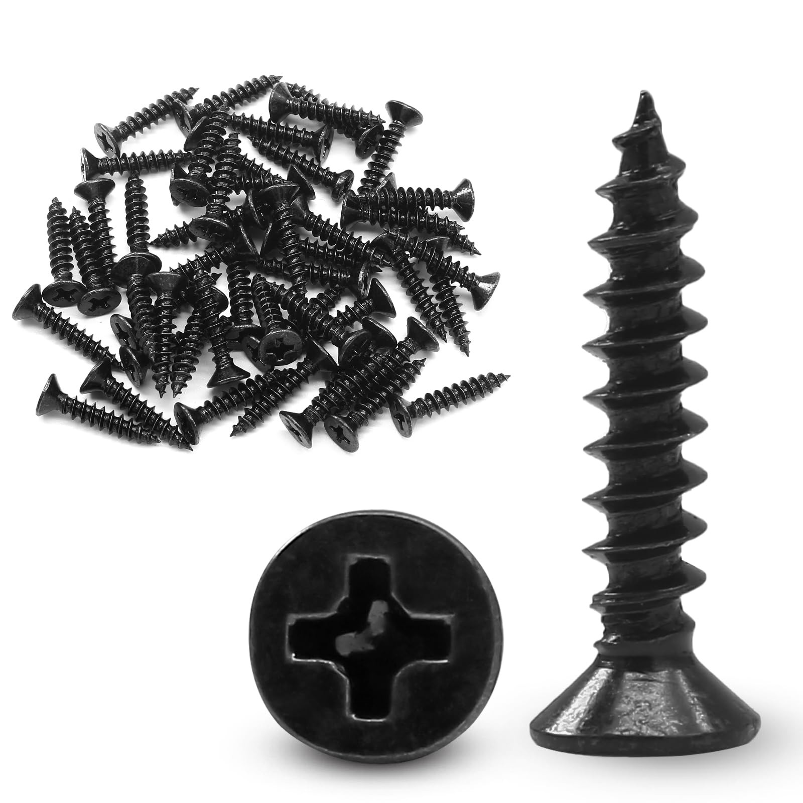 120Pcs Black Wood Screws 6 x 3/4 Inch Oxide Coated Flat Head Phillips Screws