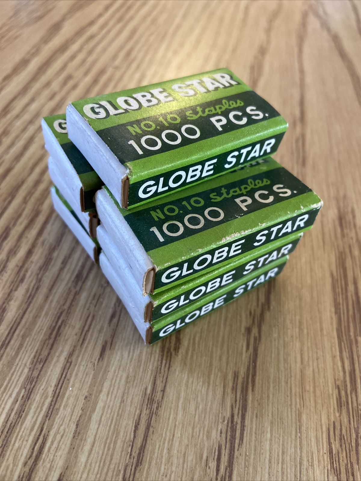 VINTAGE 7 Boxes BOX OF Globe Star STAPLES NO. 10 NOS #A