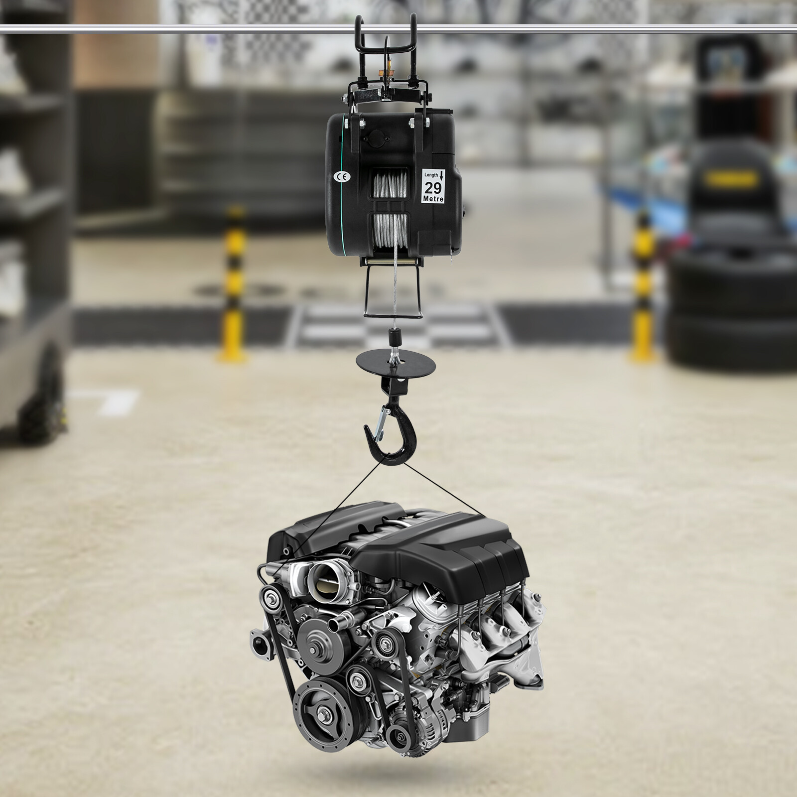 110V 50/60HZ Electric Hoist with Wired Control Winch Lift 500kg/1102.31lbs