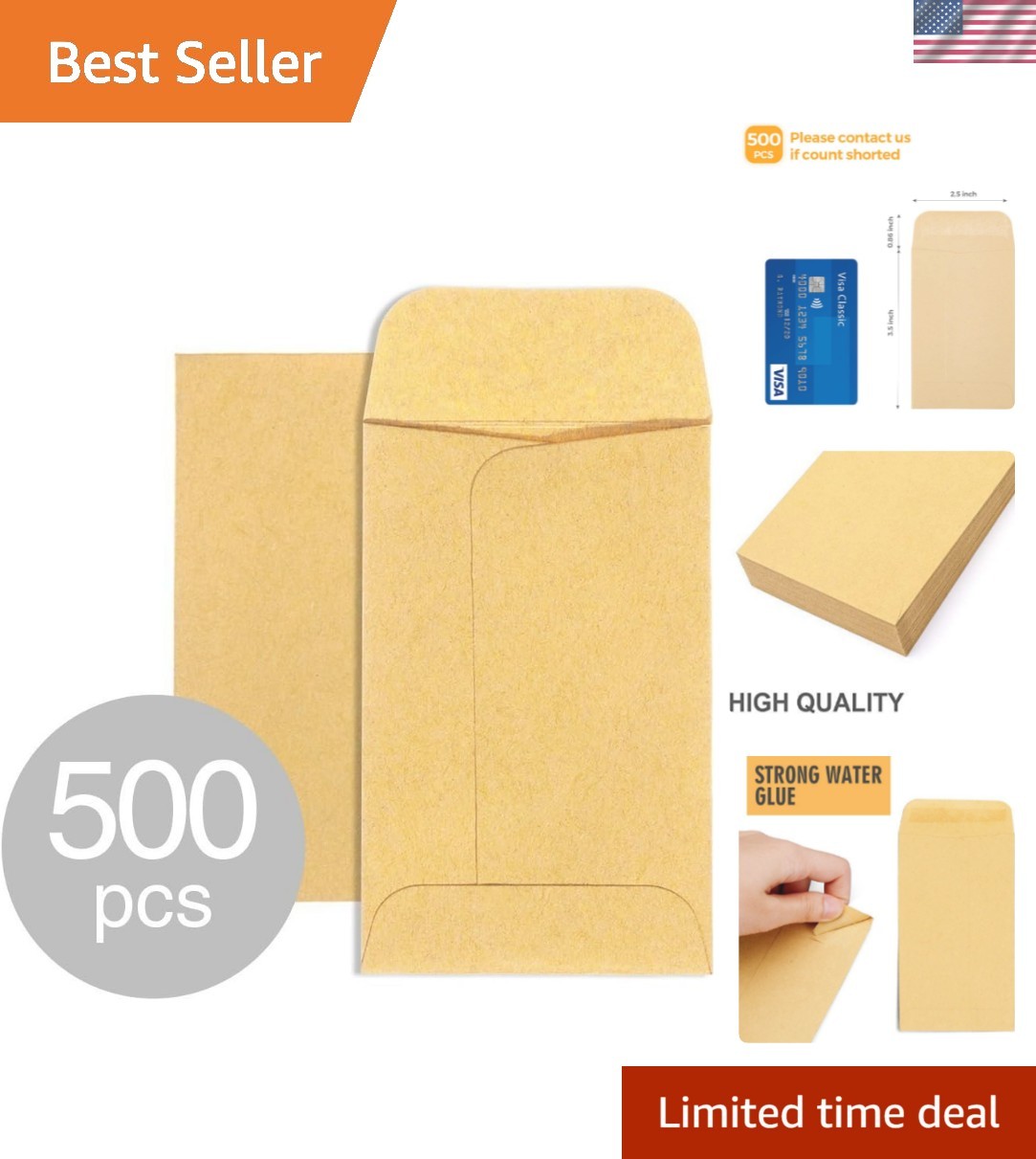 Small Coin Envelopes 2-1/4 x 3-1/2, Kraft Mini Key Envelopes with Gummed Flap…