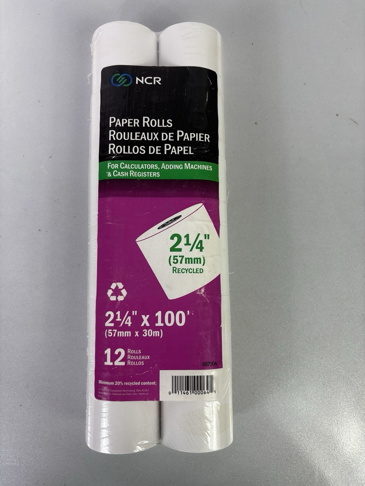 12 Pack NCR Paper Rolls For Calculators Adding Machines Registers 2 1/4″ X 100′