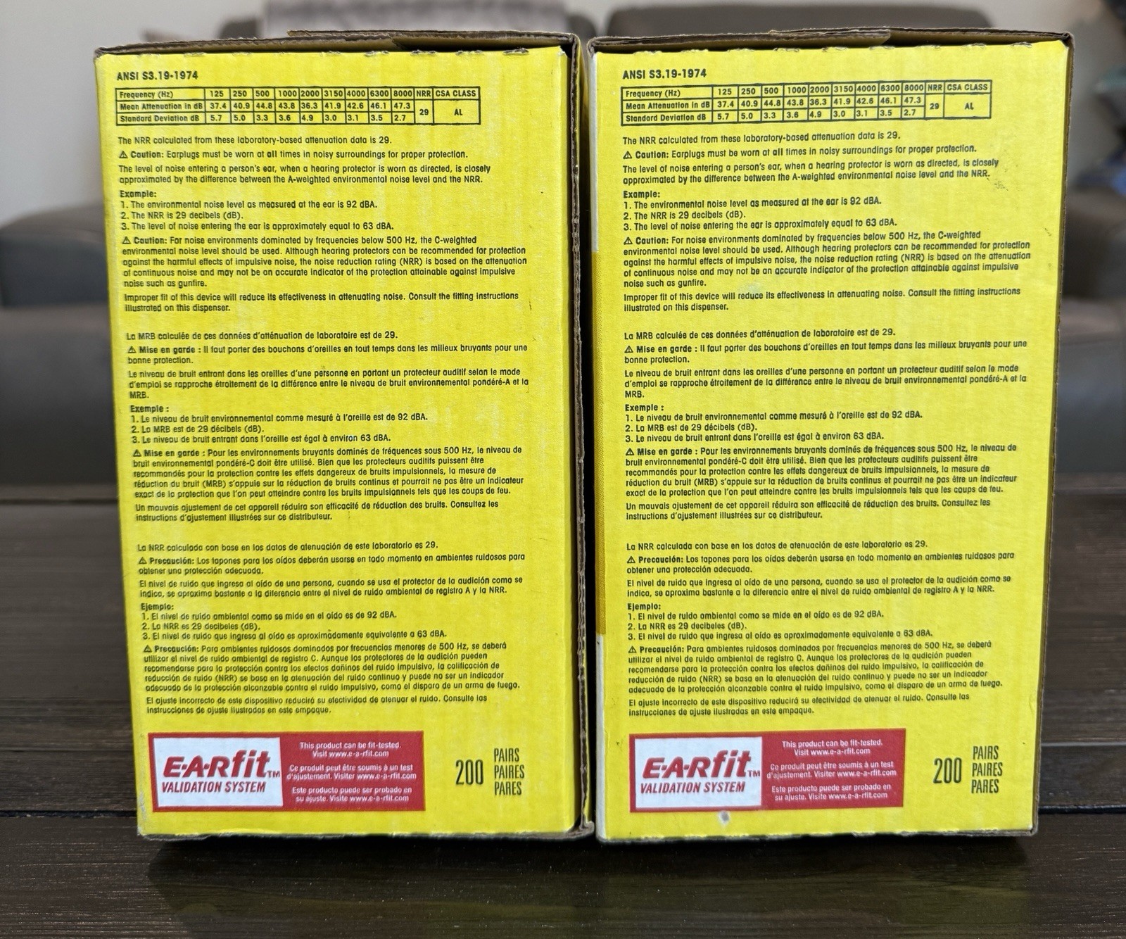 2 Packs 3M E-A-R Classic Uncorded Earplugs 312-1201 NRR 29dB Yellow 400 pairs