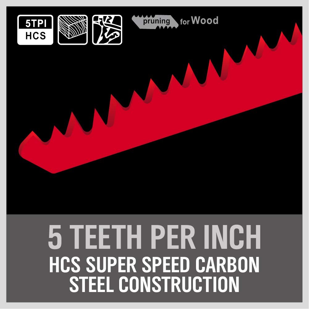 12-Inch Wood Pruning Reciprocating Saw Blades, 5TPI Saw Blades for Tree Trimming