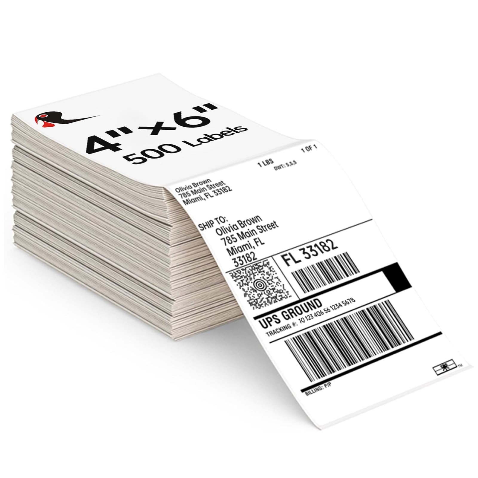 4×6 Thermal Labels 500/Stack, HUOJI Shipping 1 stack | 500 Labels, White