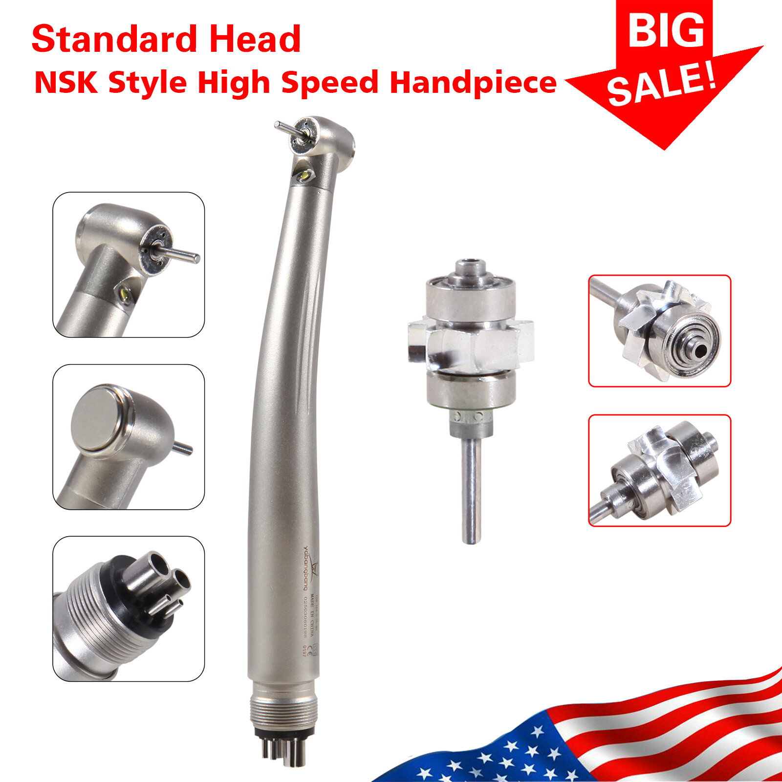 Dental LED E-generator High Speed Handpiece Standard Head Triple Way Spray 4Hole