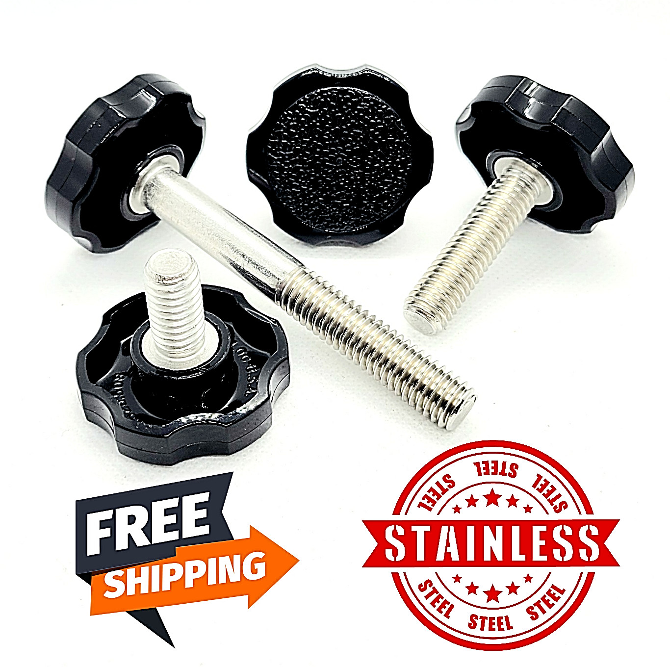 3/8″ Thumb Screw Bolts Black Round Clamping Hand Knob Stainless Steel