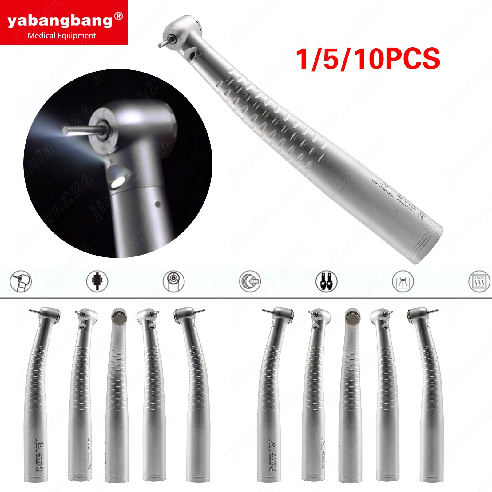 Dental High Speed Handpiece LED Fiber Optic Fit Kavo Coupler 6Holes Push Button